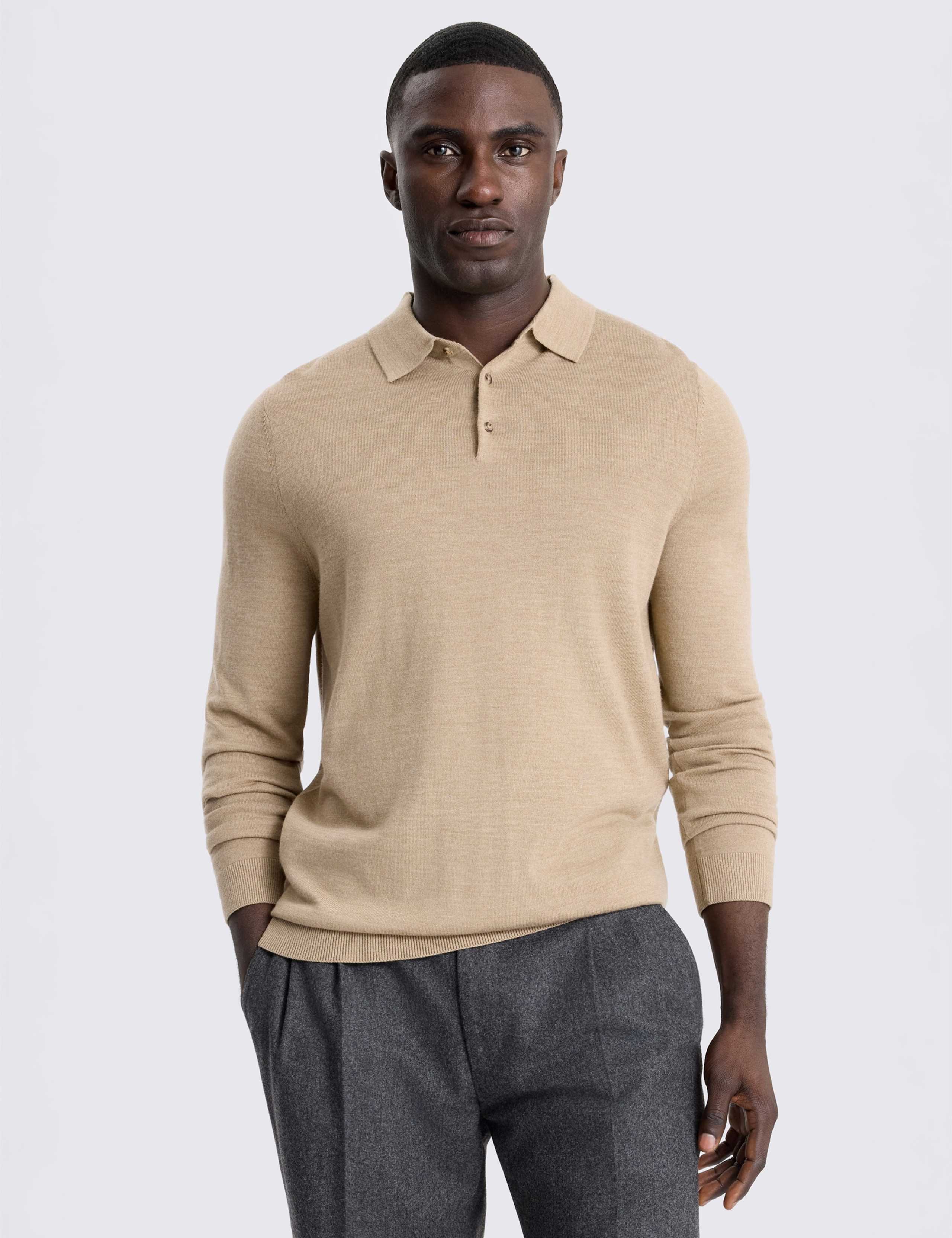 Merino Wool Rich Knitted Polo Shirt