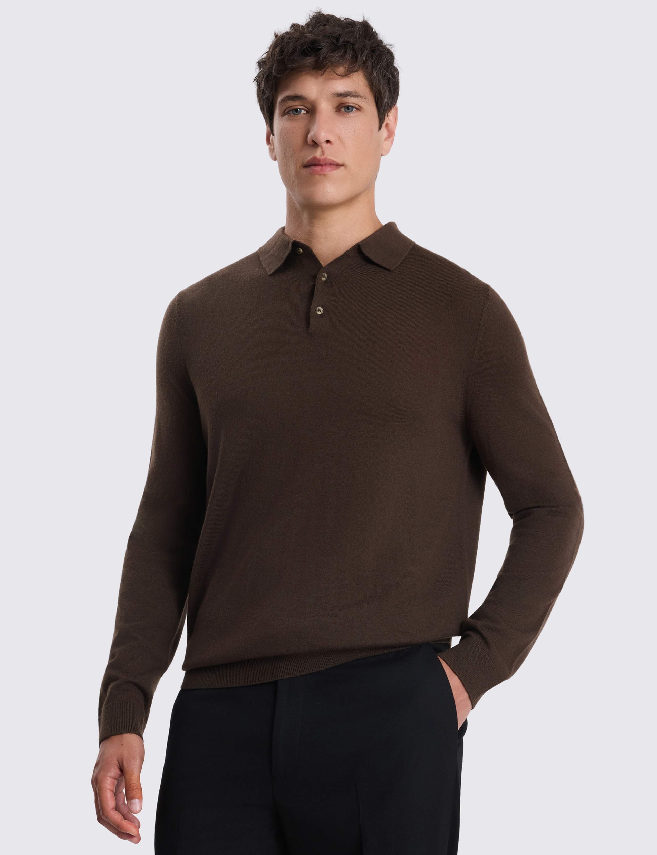 Merino Wool Rich Knitted Polo Shirt