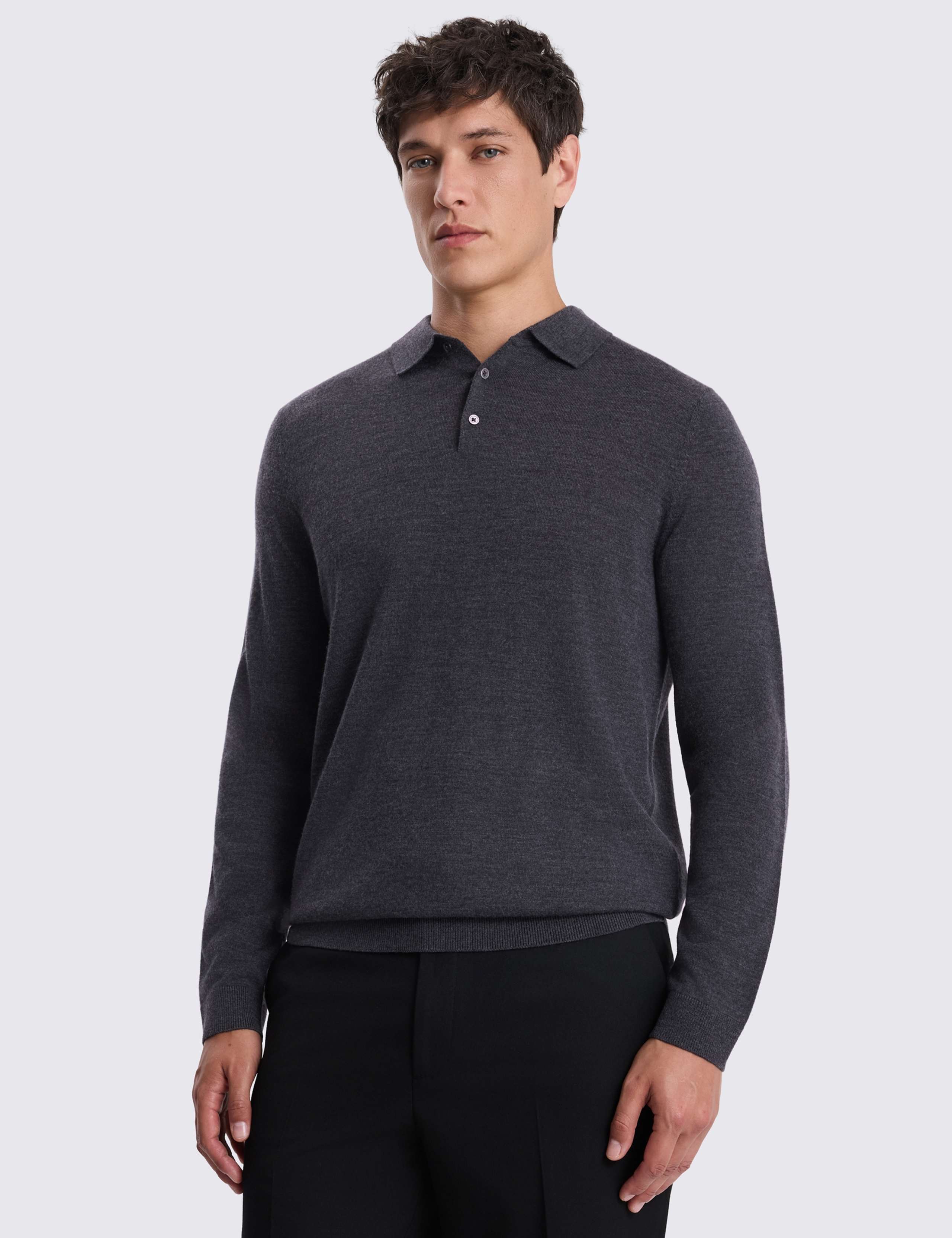 Merino Wool Rich Knitted Polo Shirt