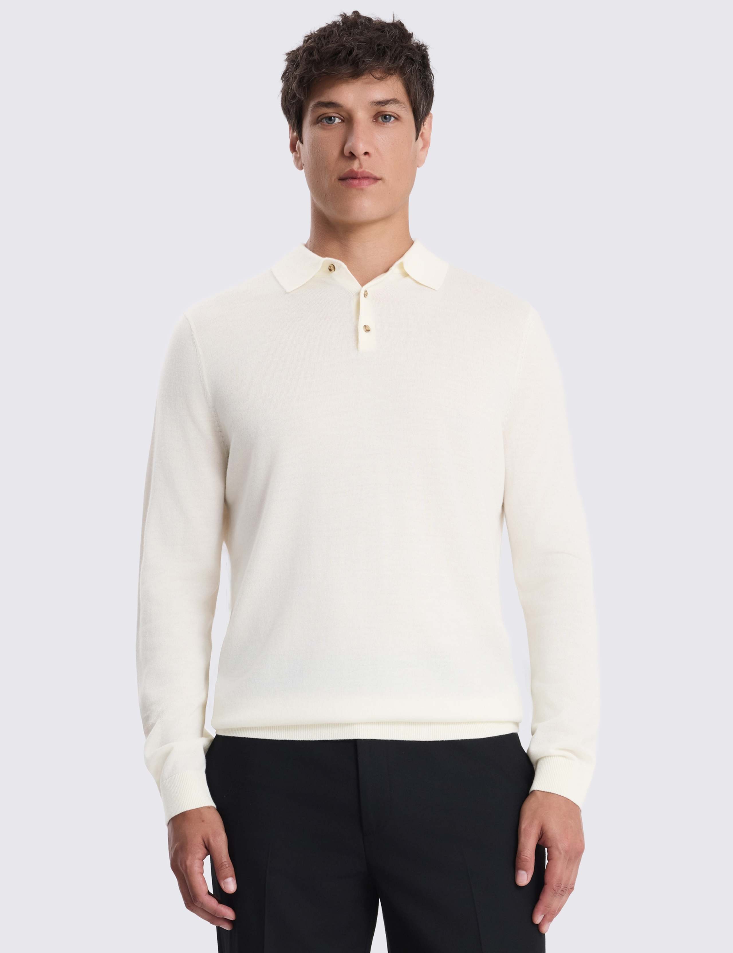 Merino Wool Rich Knitted Polo Shirt