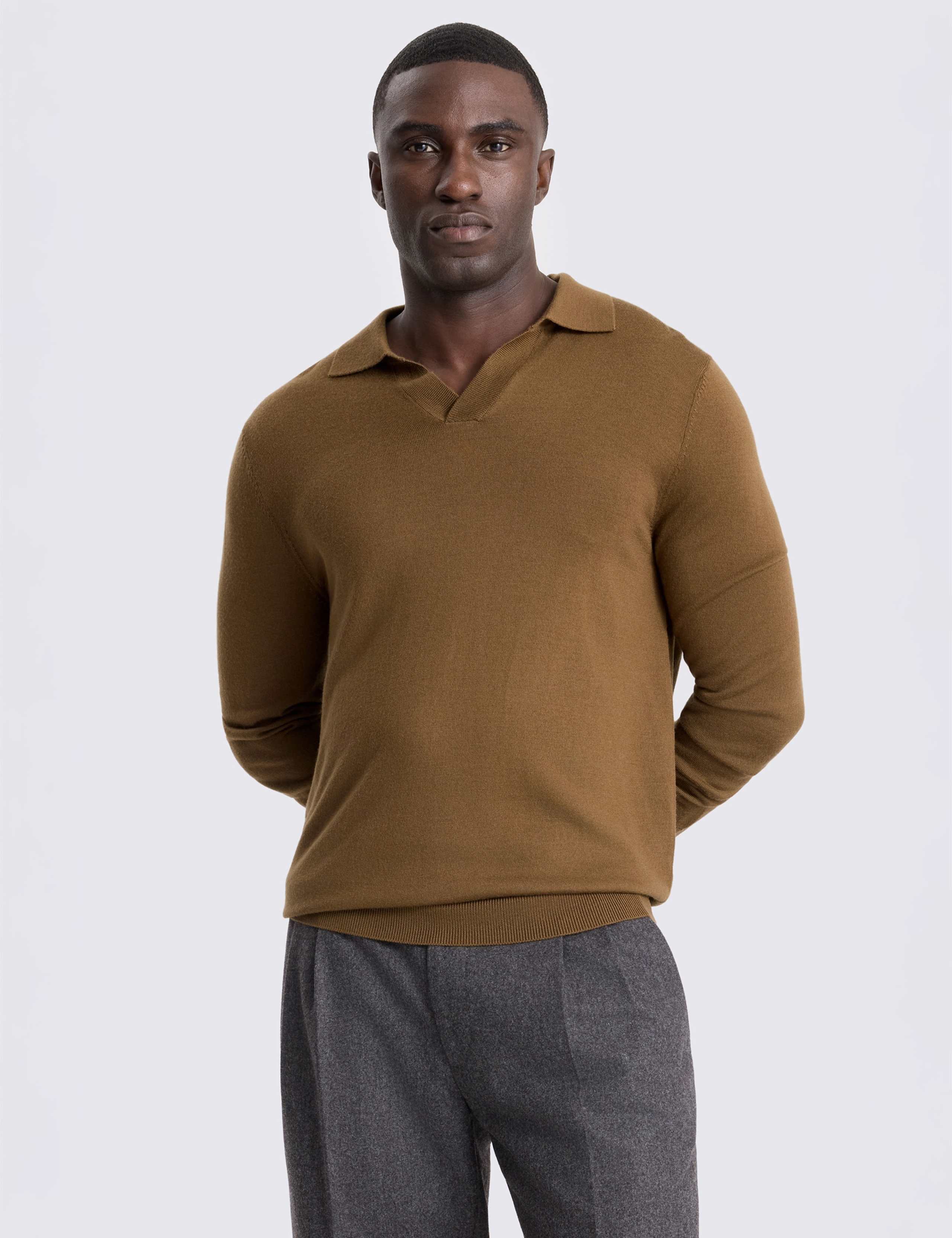 Merino Wool Rich Knitted Polo Shirt