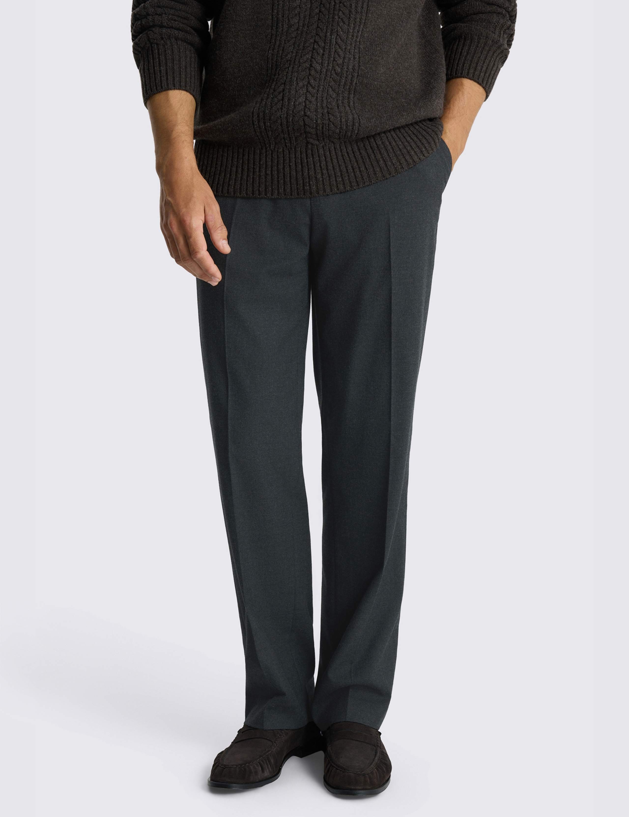 Relaxed Fit Flannel Stretch Suit Trousers