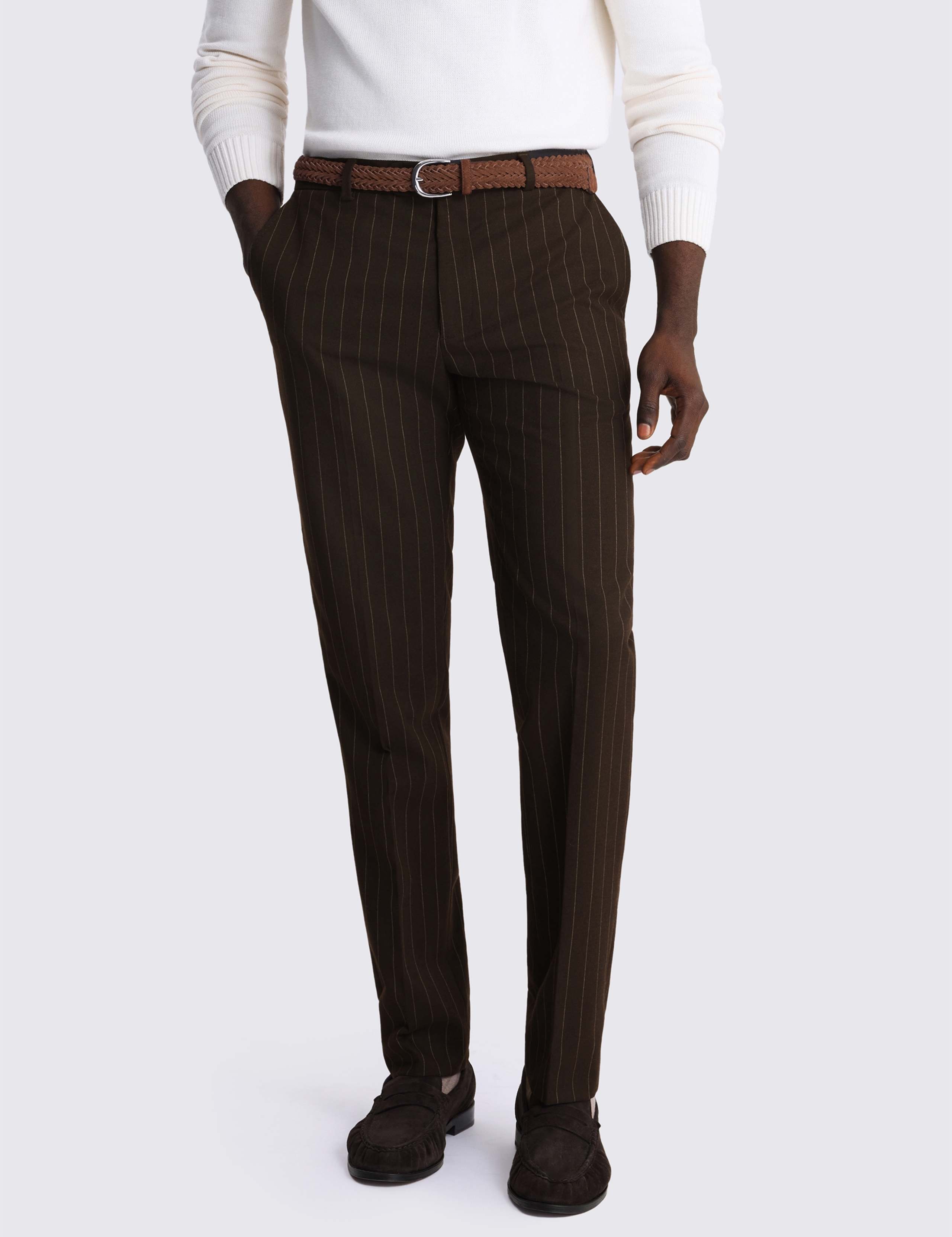 Slim Fit Striped Stretch Suit Trousers