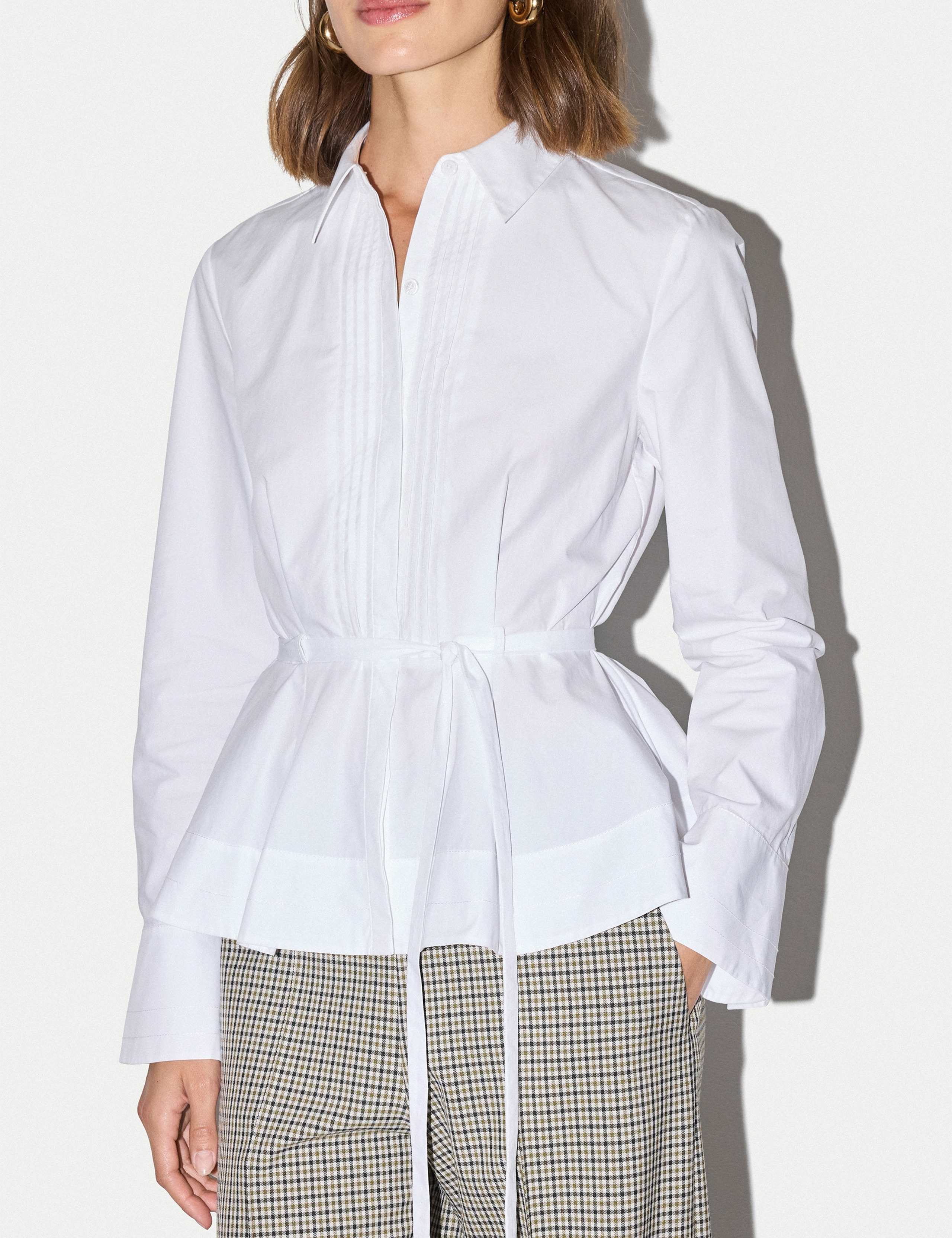 Pure Cotton Collared Peplum Shirt