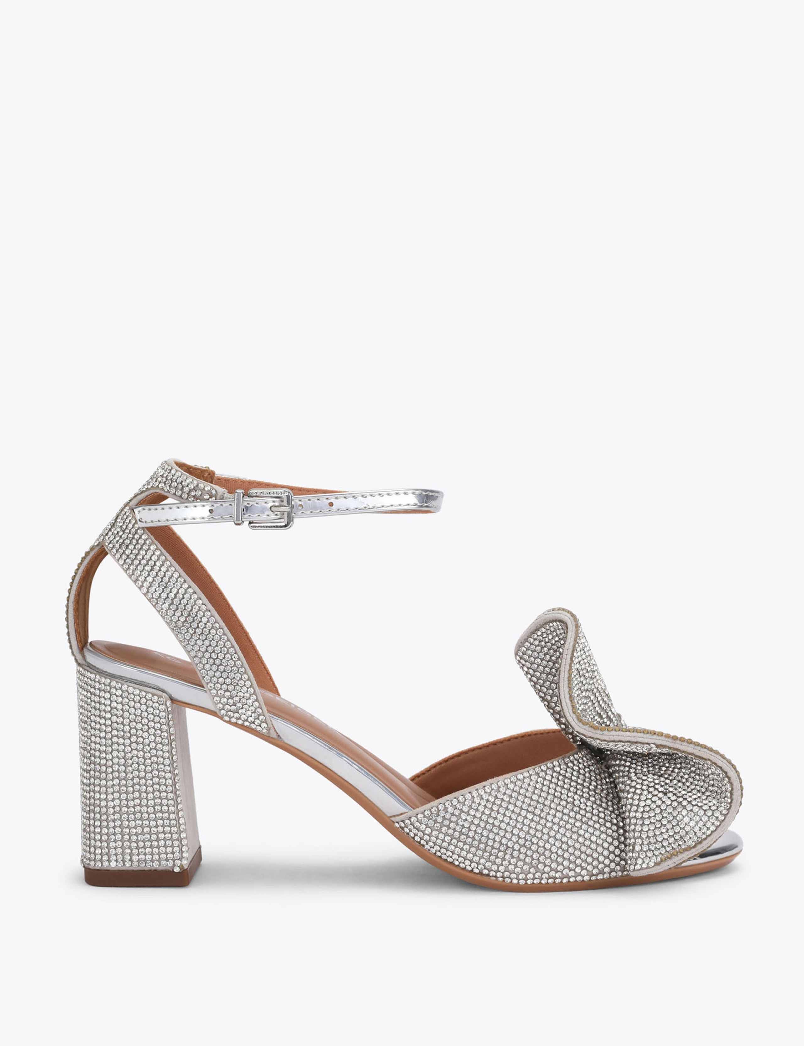 Sparkle Ankle Strap Block Heel Shoes