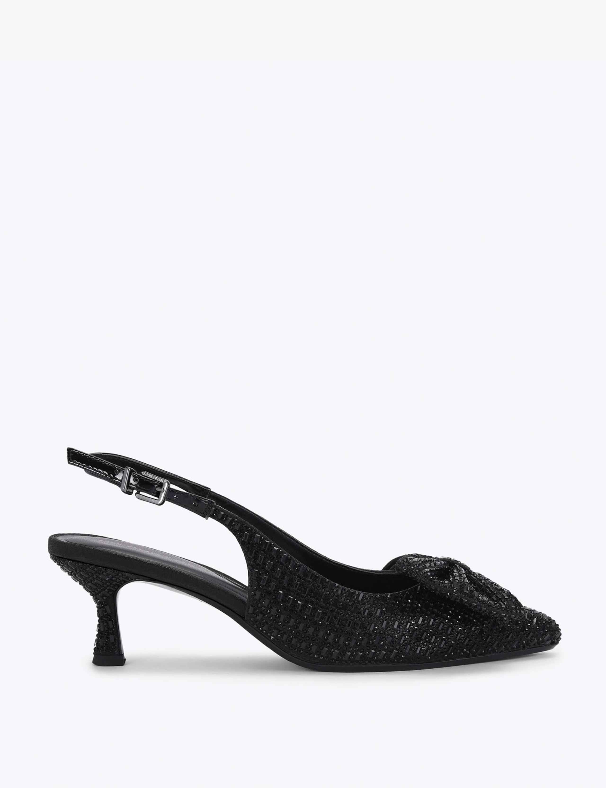 Sparkle Bow Kitten Heel Pointed Court Shoes