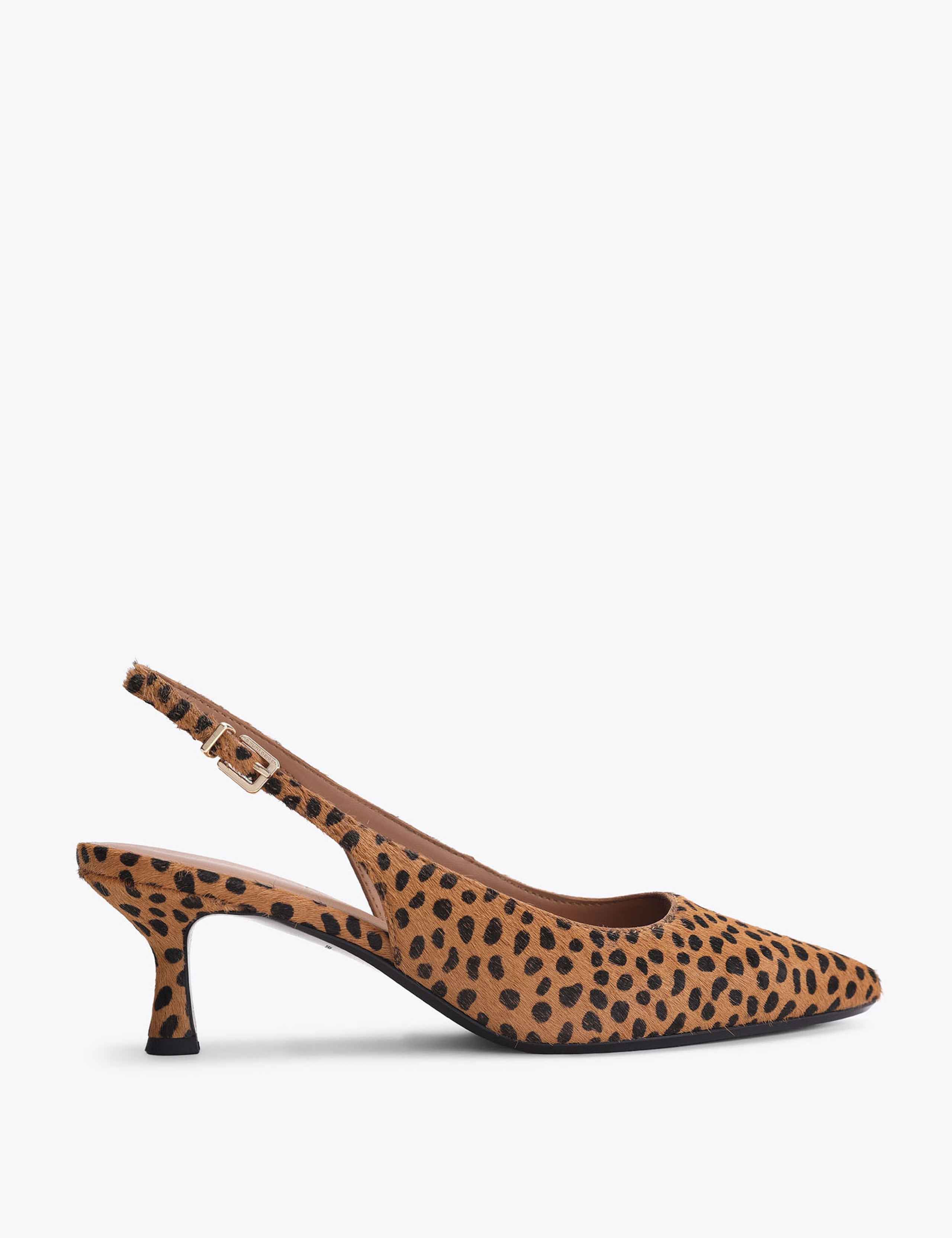 Animal Print Kitten Heel Slingback Shoes