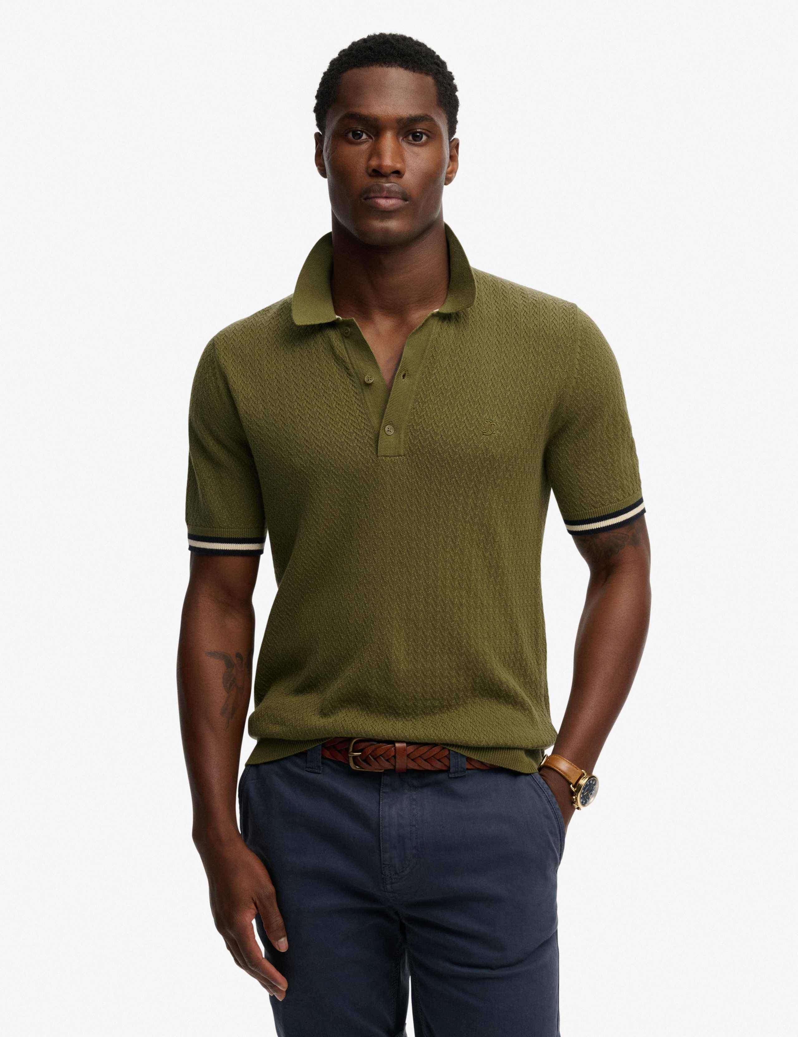 Pure Cotton Textured Polo Shirt