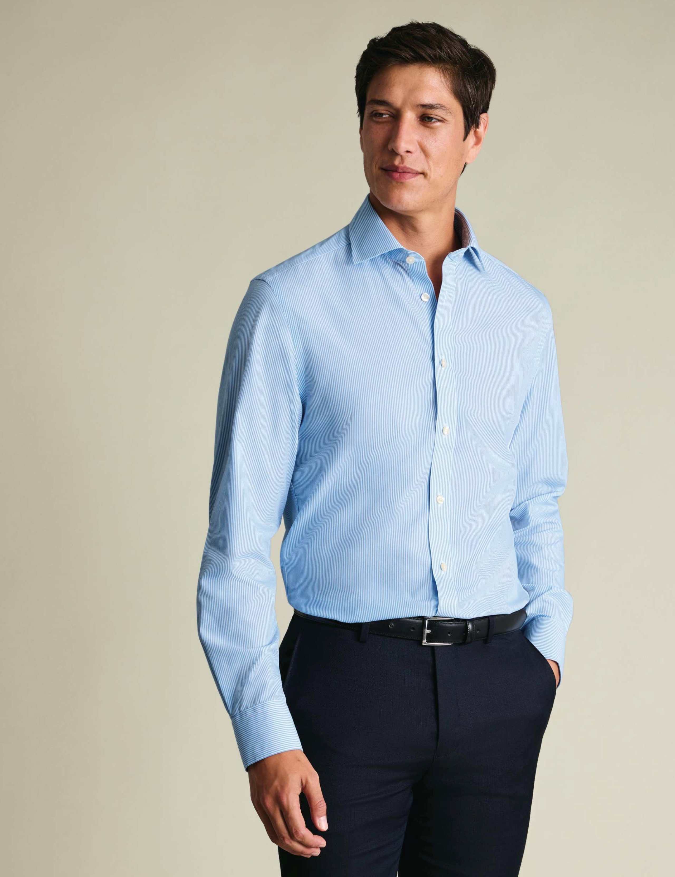 Tailored Fit Non Iron Pure Cotton Striped Shirt