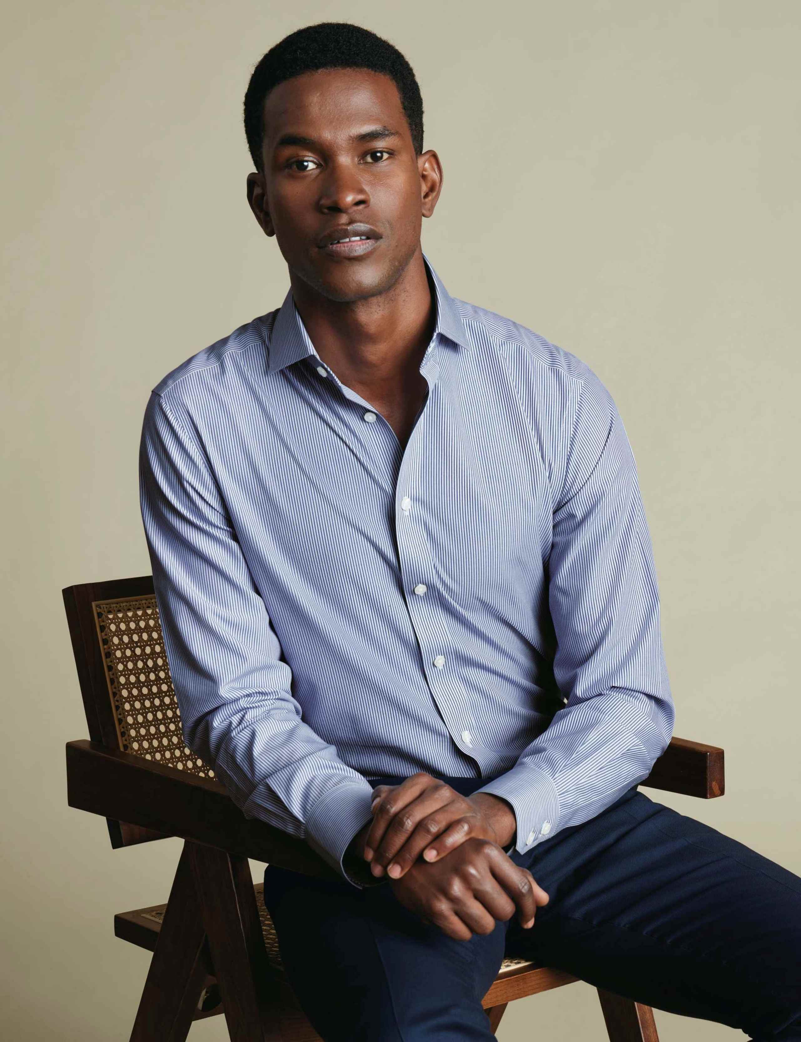 Tailored Fit Non Iron Pure Cotton Striped Shirt
