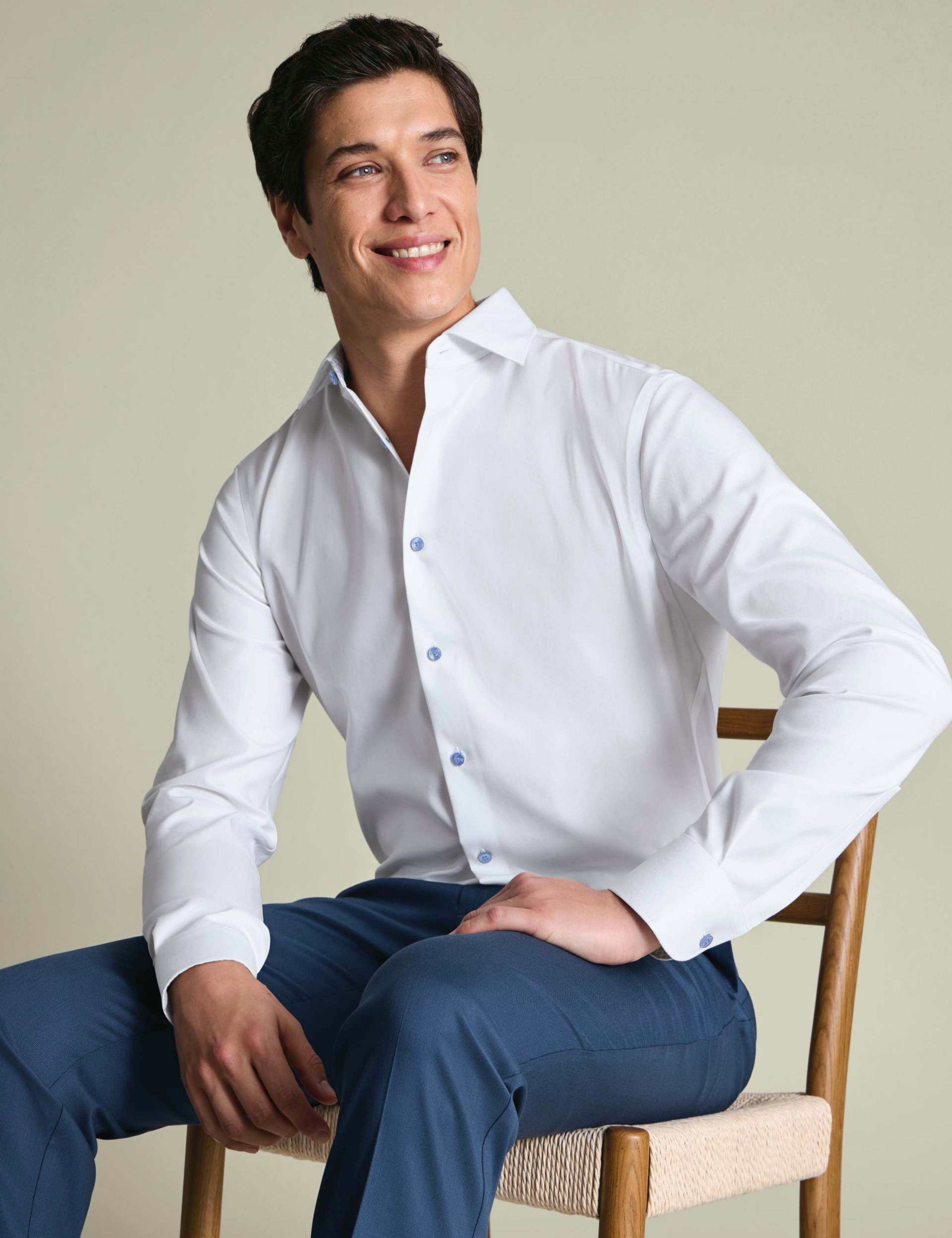Slim Fit Non Iron Pure Cotton Trim Shirt