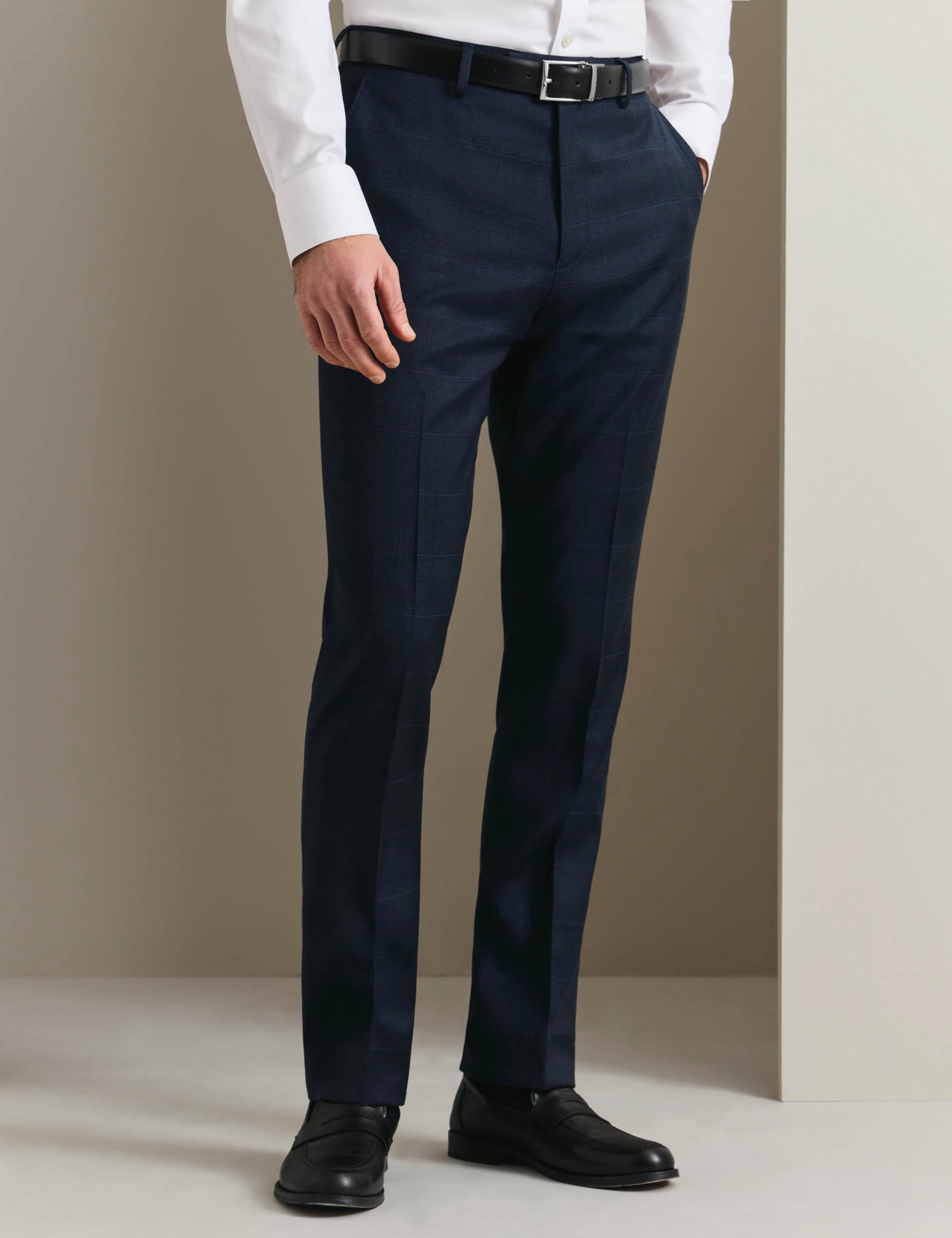 Slim Fit Wool Rich Check Stretch Suit Trousers