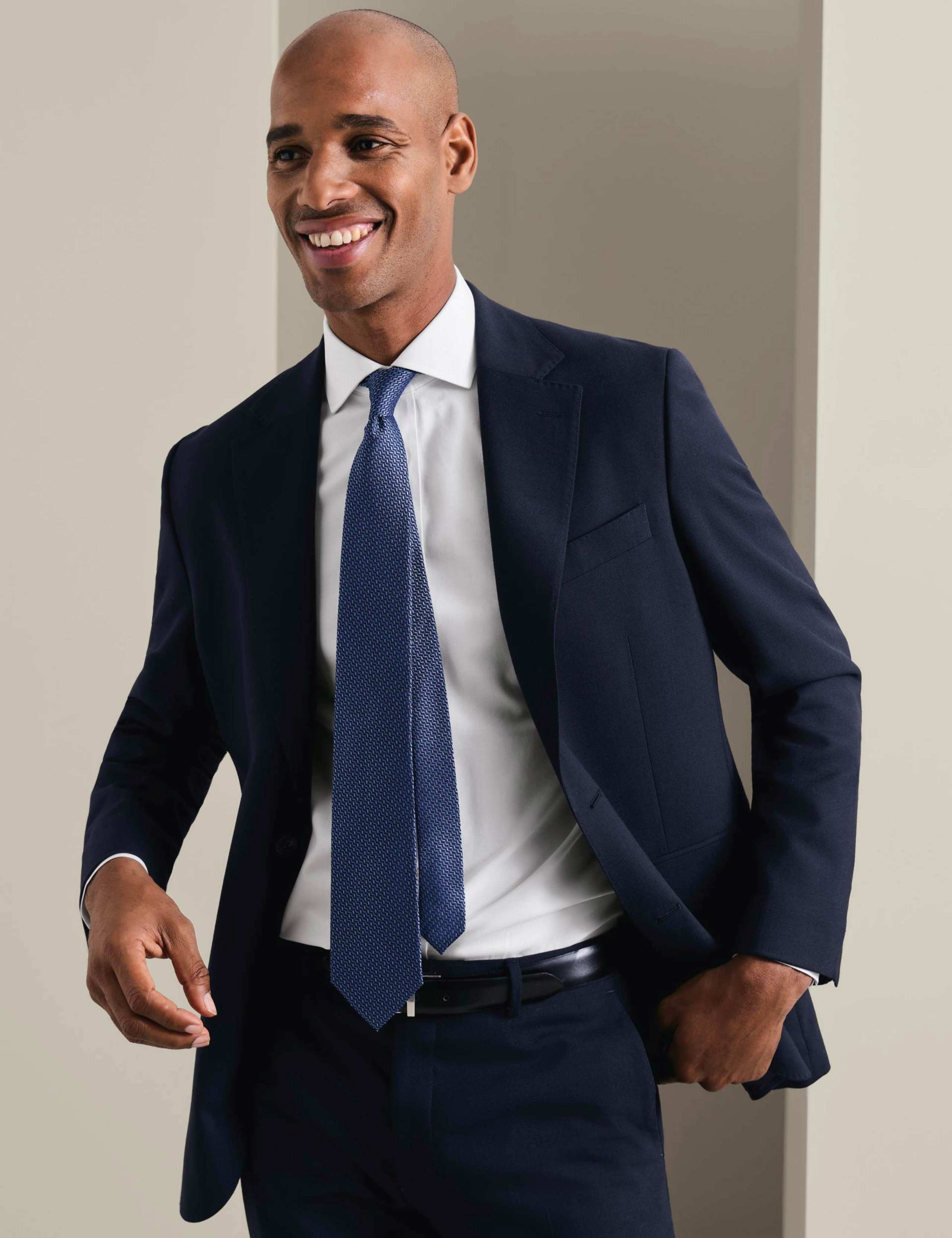 Slim Fit Super 120s Wool Sharkskin Suit Jacket