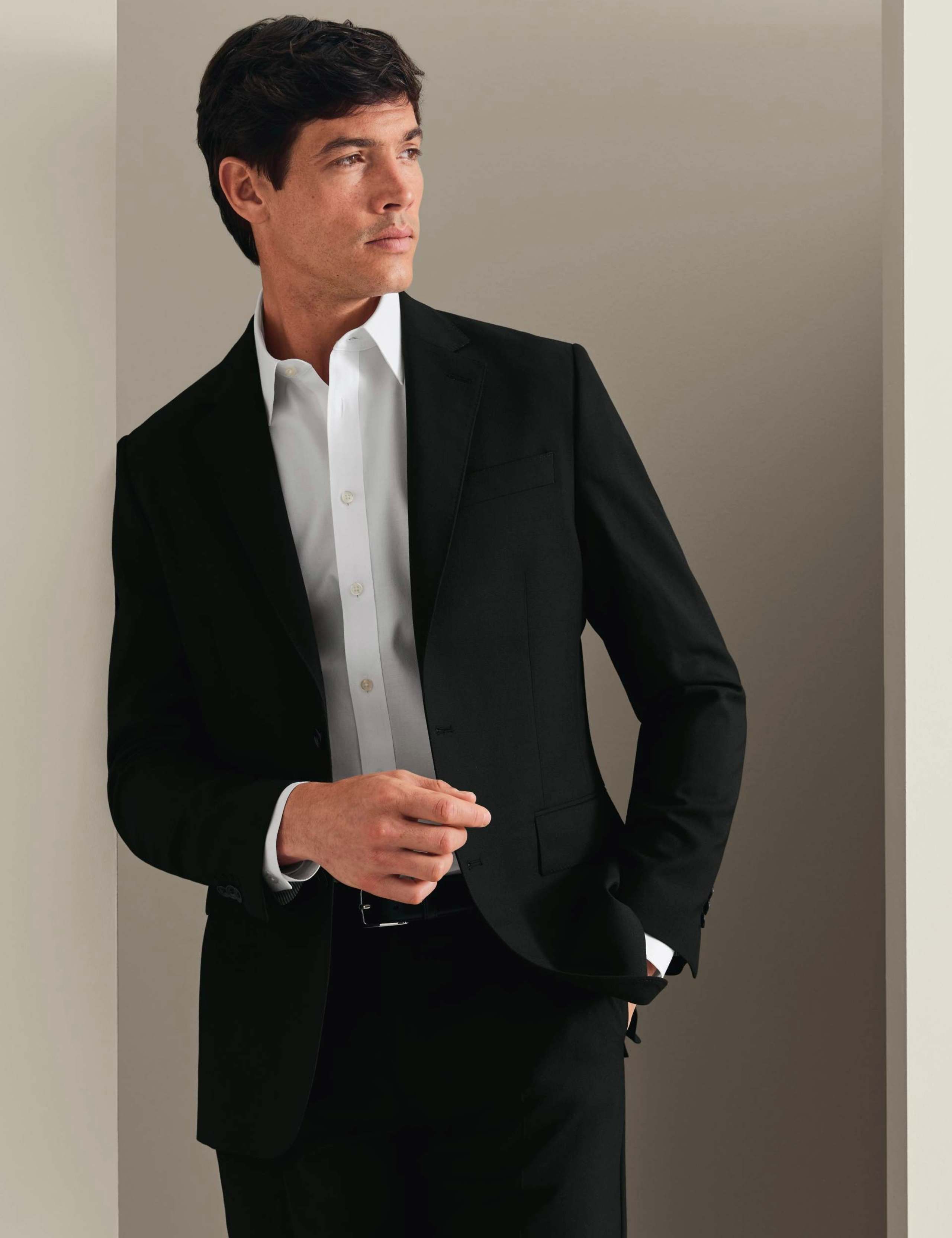 Slim Fit Super 120s Wool Sharkskin Suit Jacket