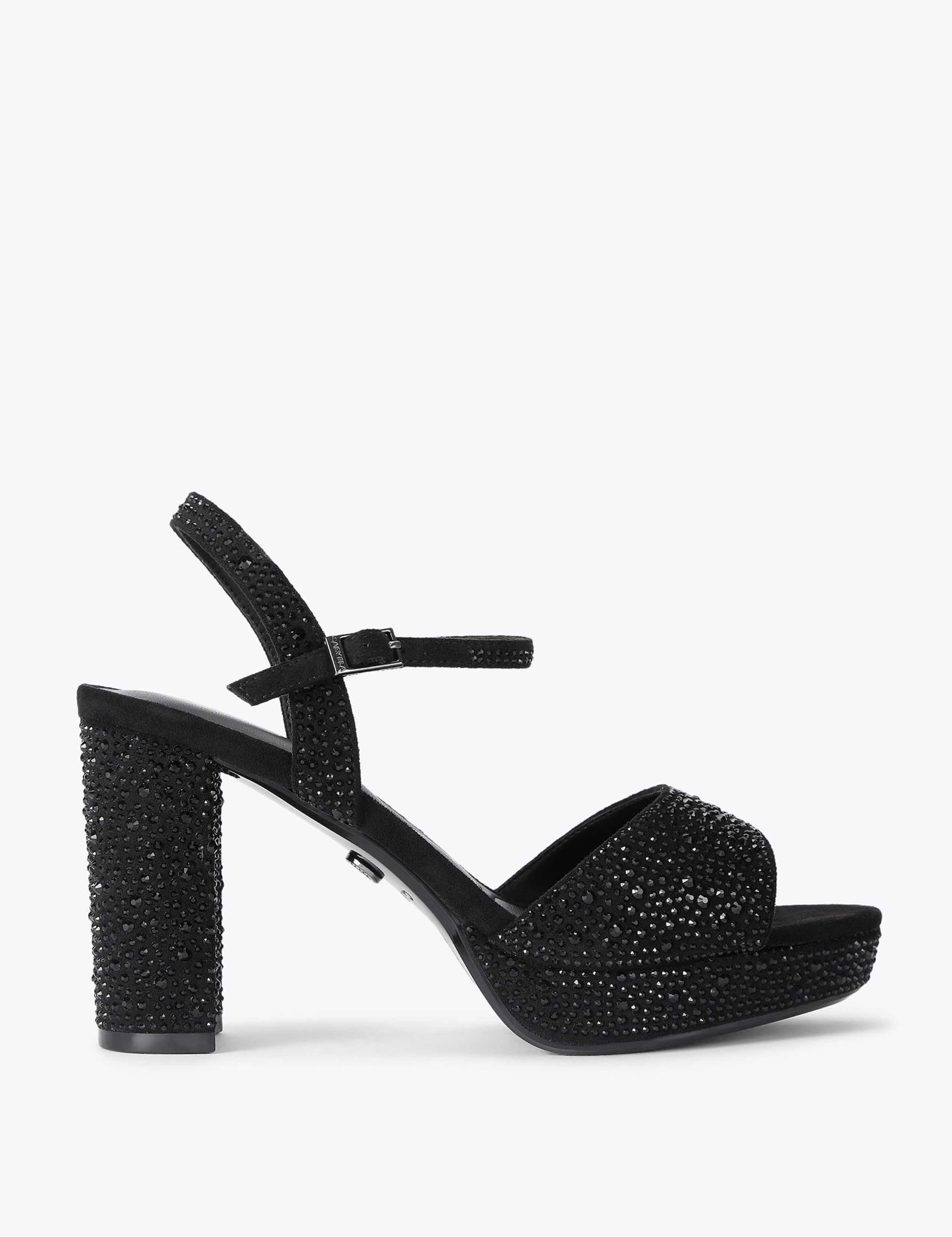 Embellished Platform Block Heel Open Toe Shoes