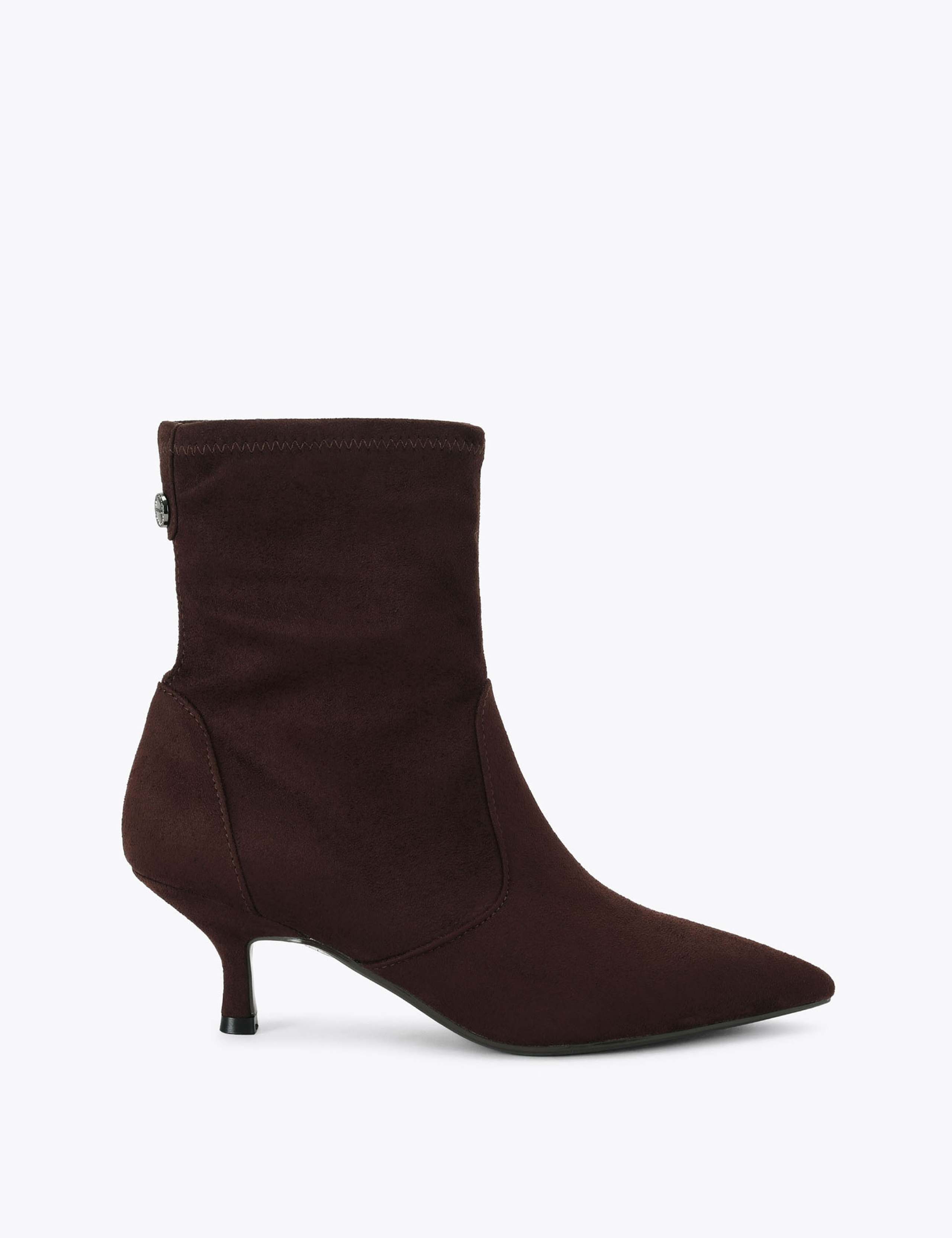 Suede Pointed Kitten Heel Ankle Boots