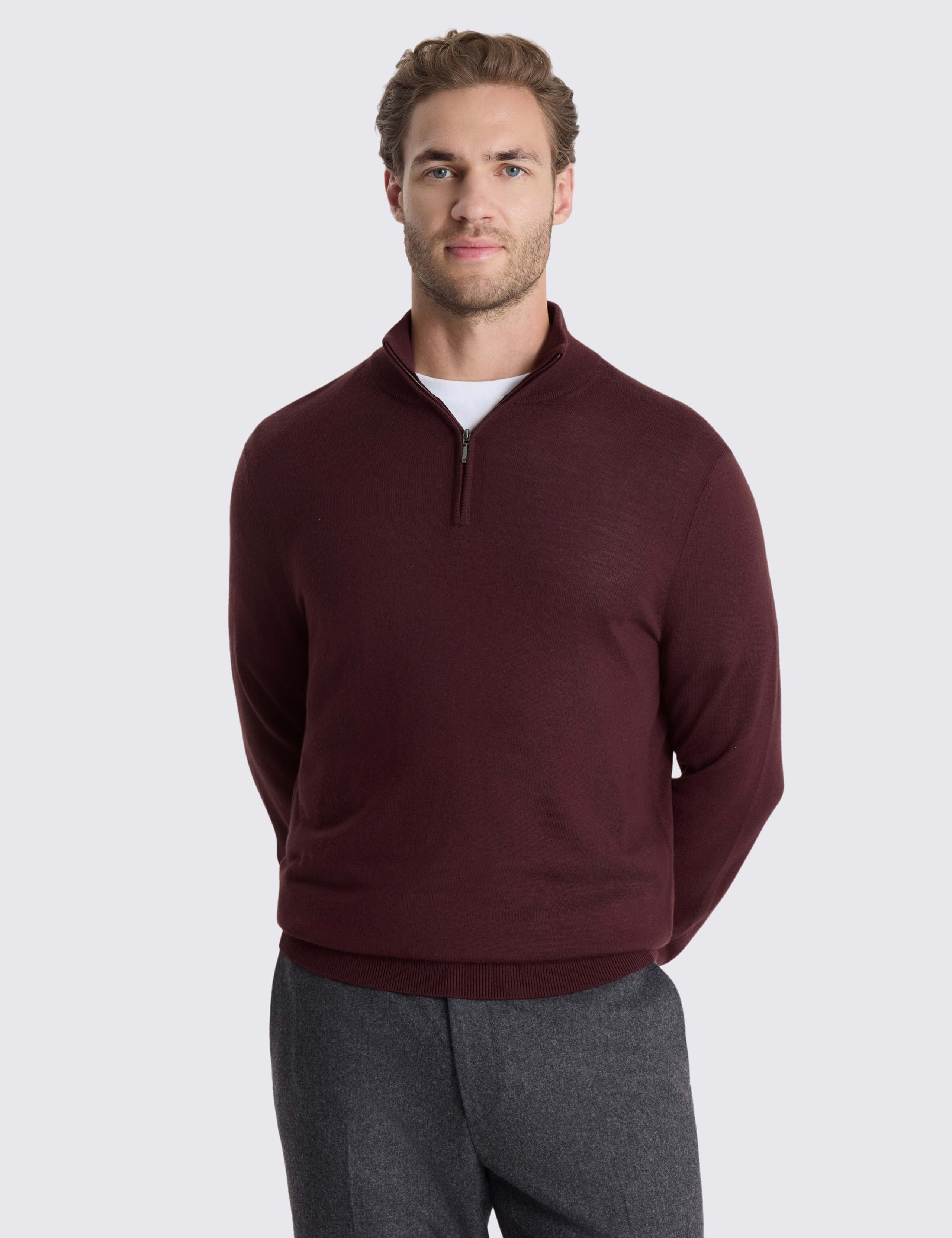 Merino Wool Rich Half Zip Jumper