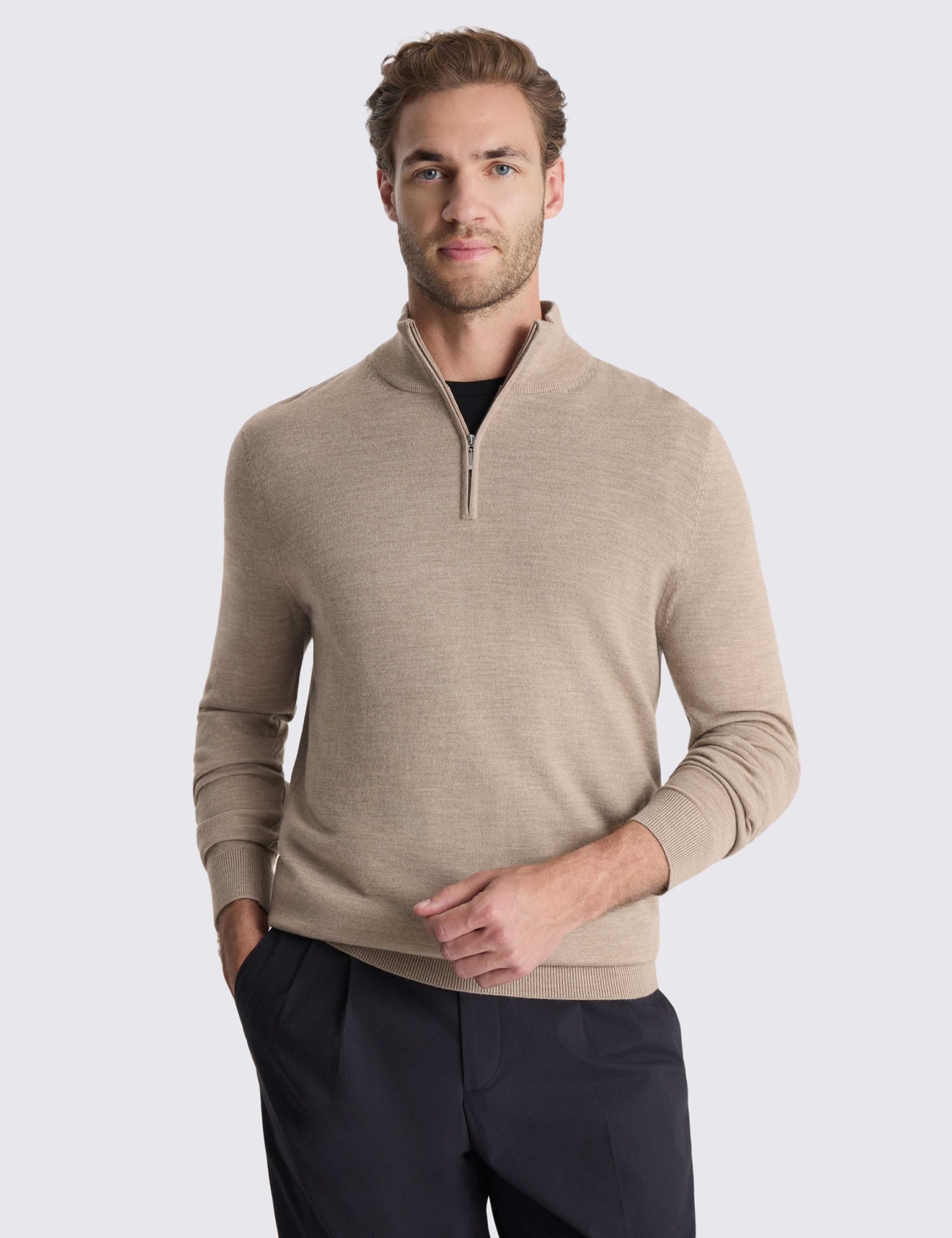 Merino Wool Rich Half Zip Jumper