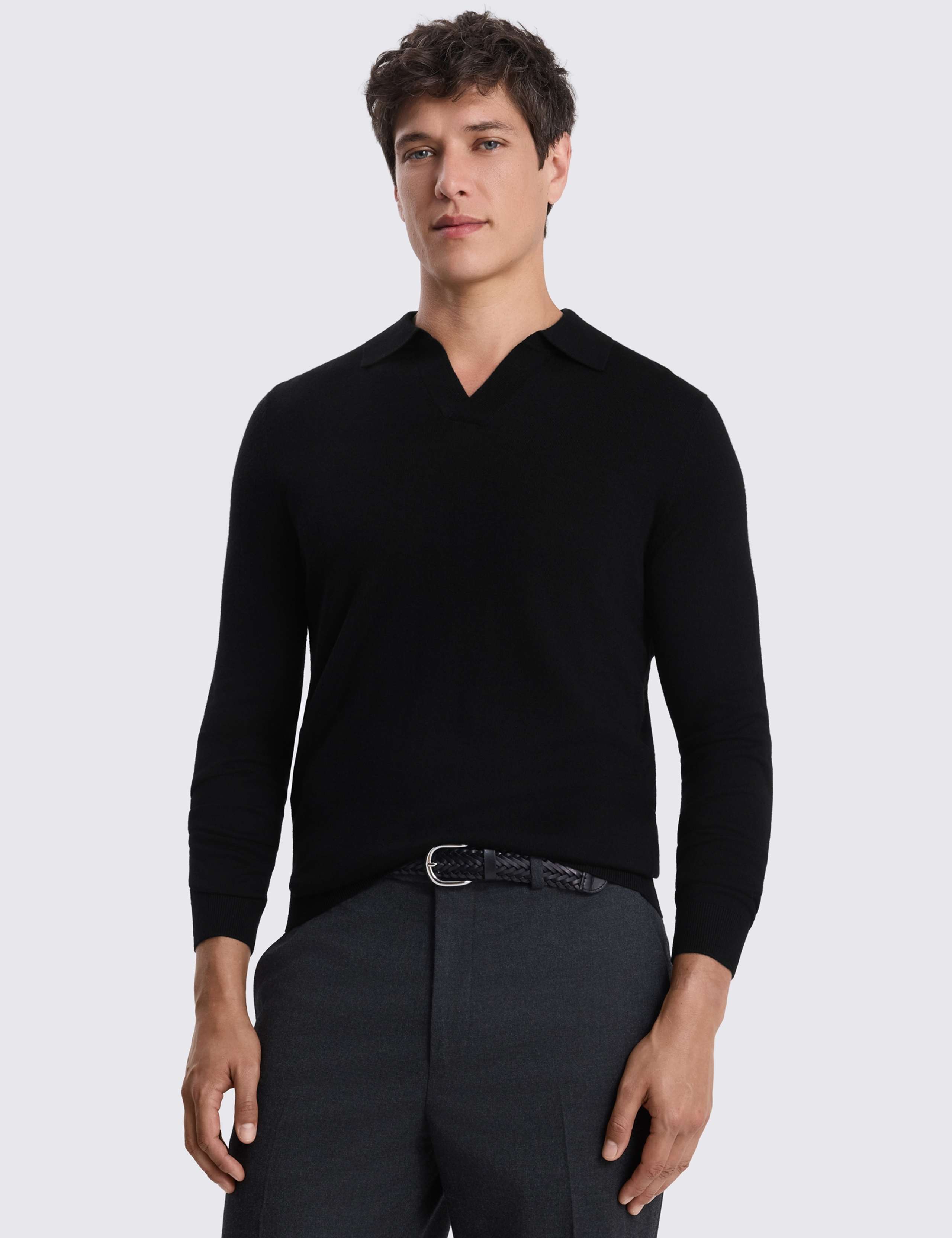 Merino Wool Rich Knitted Polo Shirt