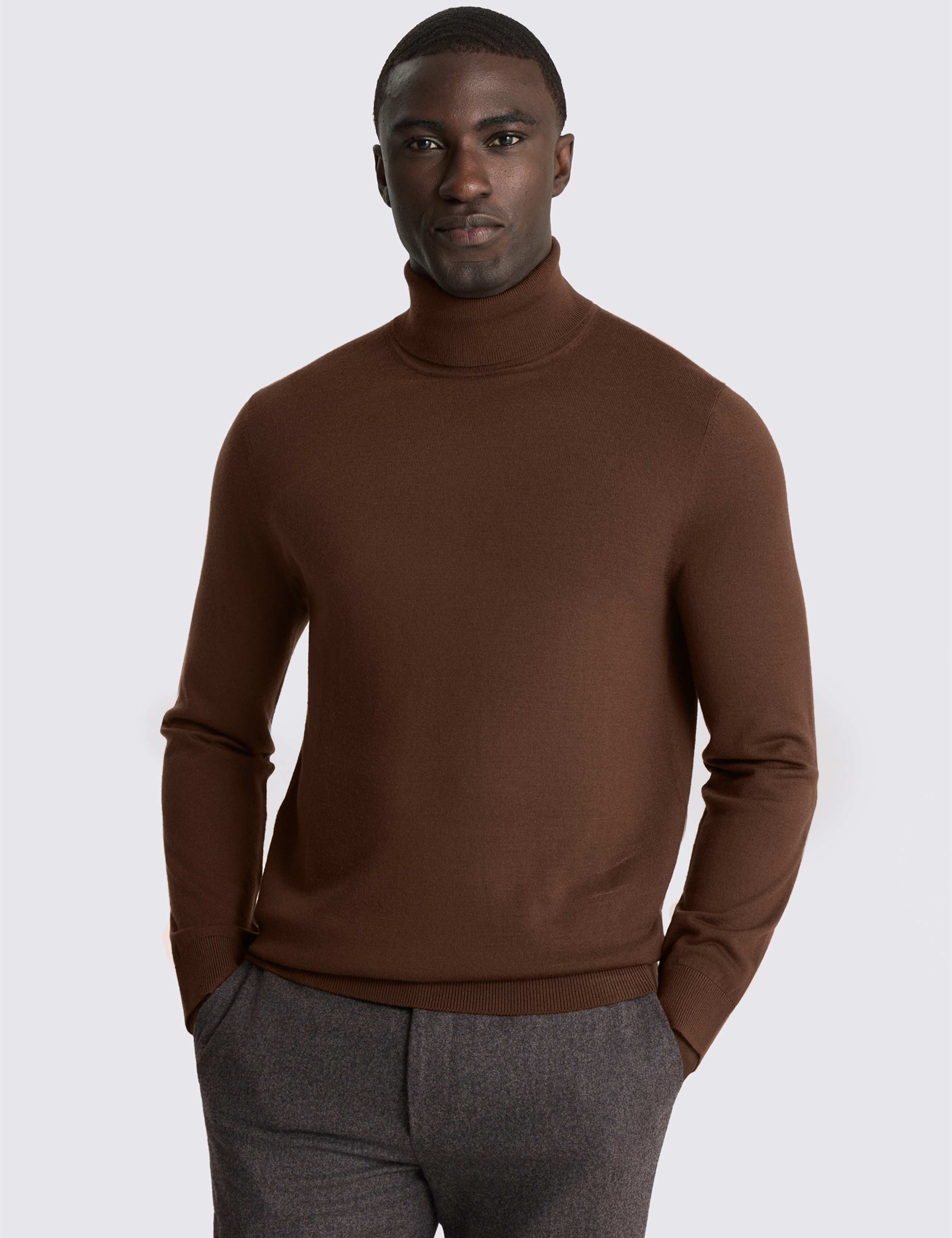 Merino Wool Rich Roll Neck Jumper