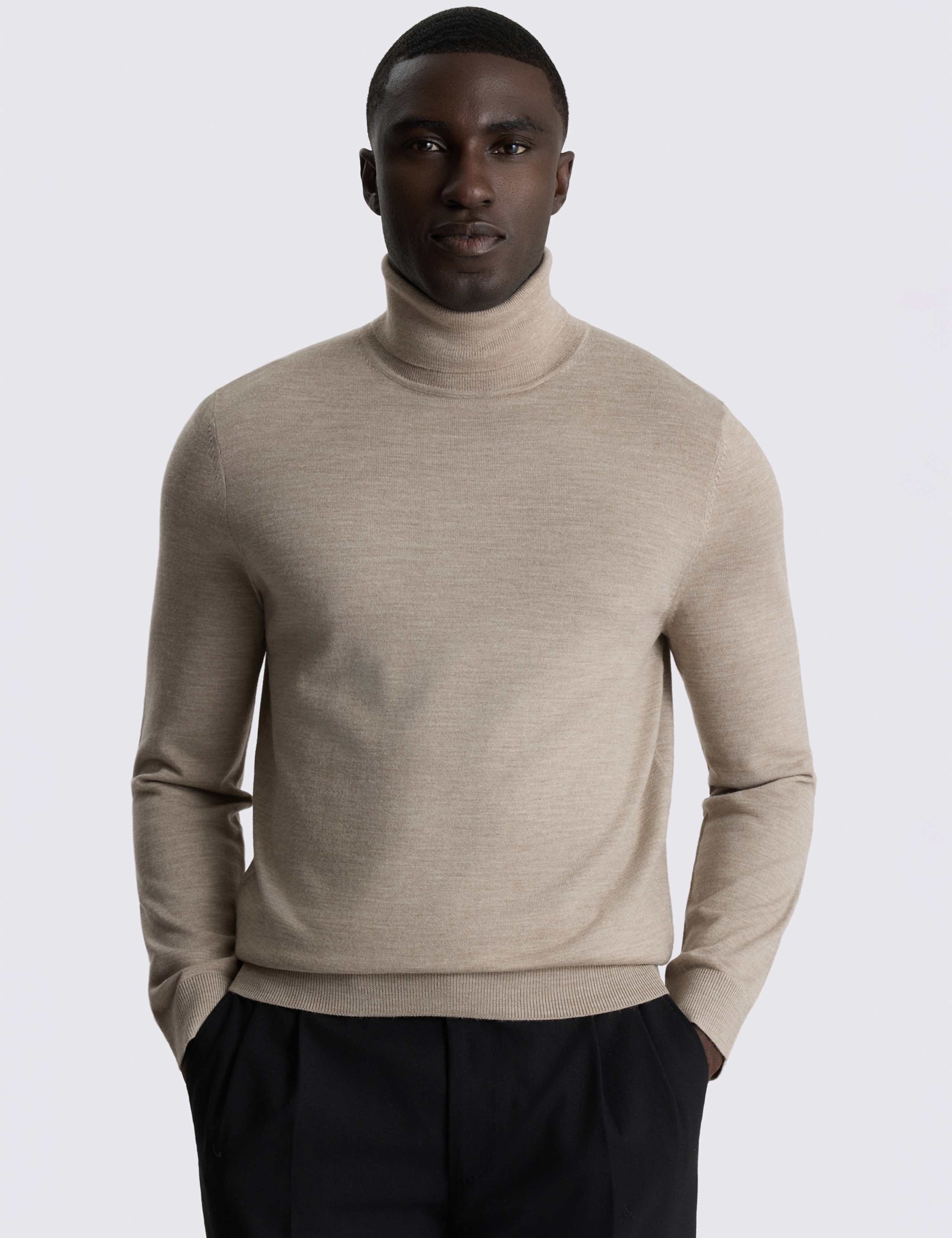 Merino Wool Rich Roll Neck Jumper