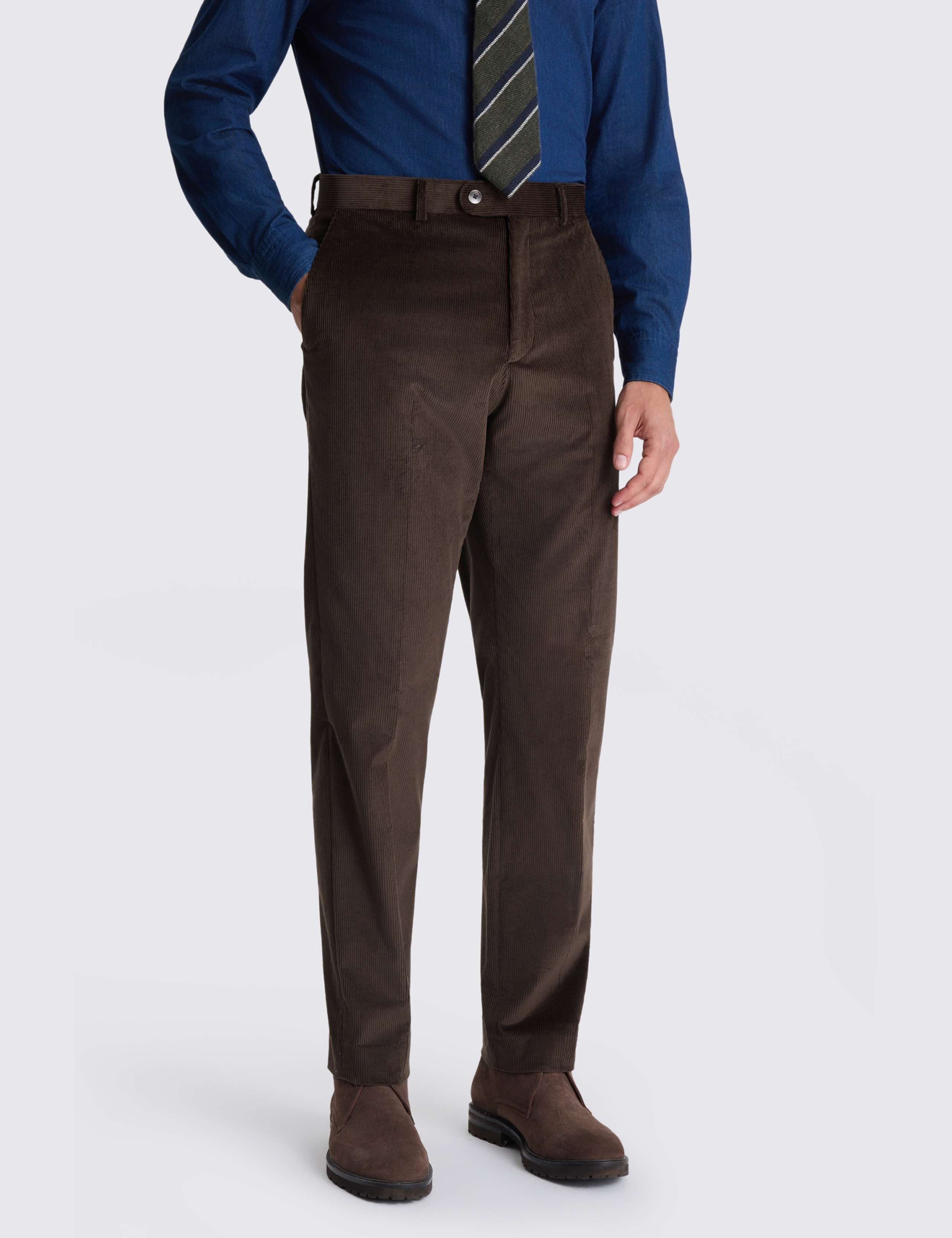 Tailored Fit Cord Stretch Suit Trousers