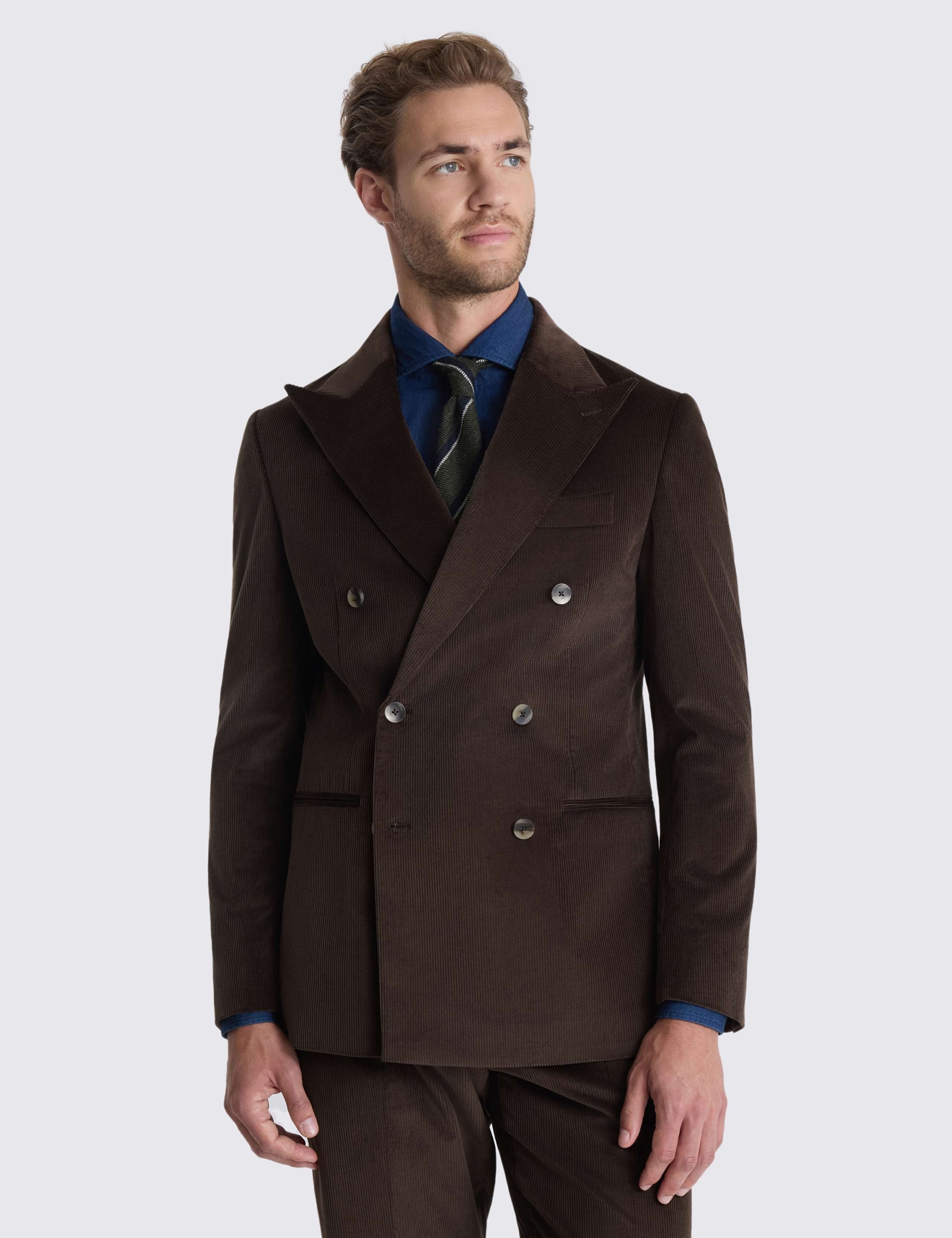 Tailored Fit Cord Double Breasted Suit Jacket