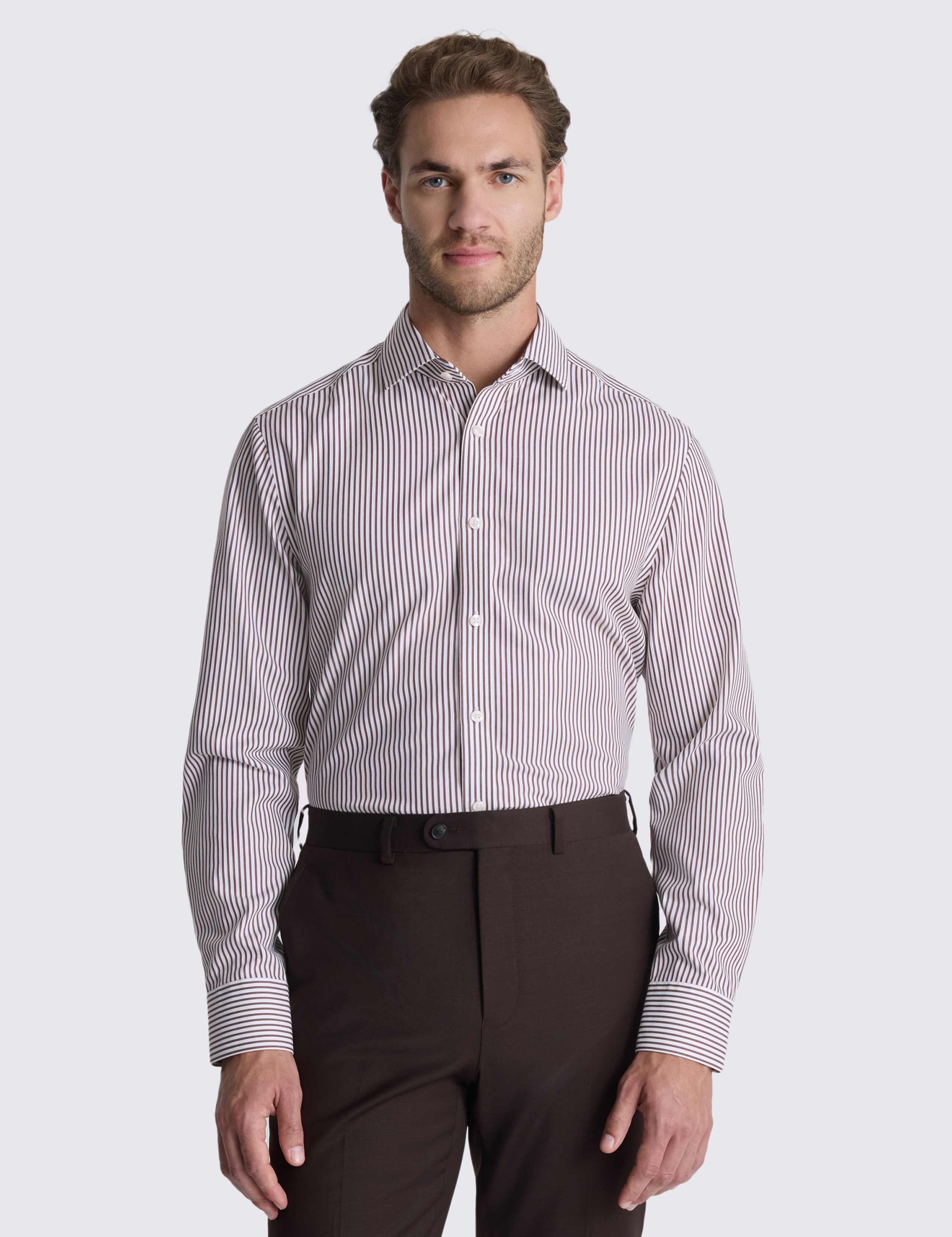 Tailored Fit Non Iron Pure Cotton Striped Shirt