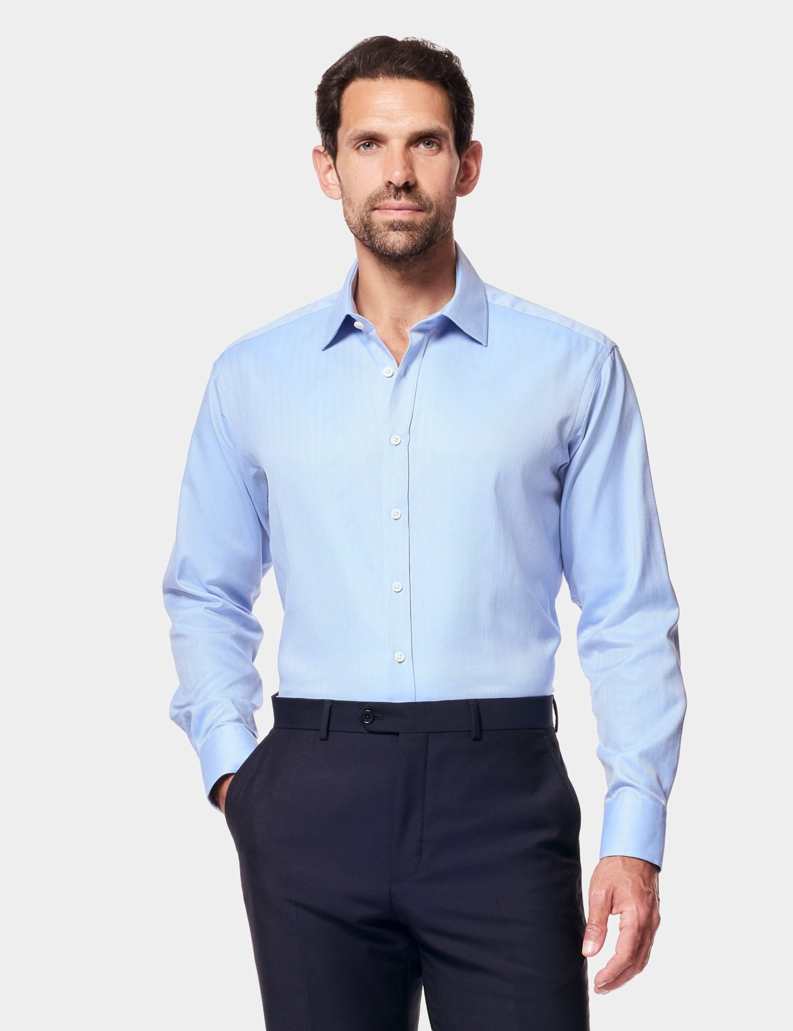 Regular Fit Pure Cotton Herringbone Shirt