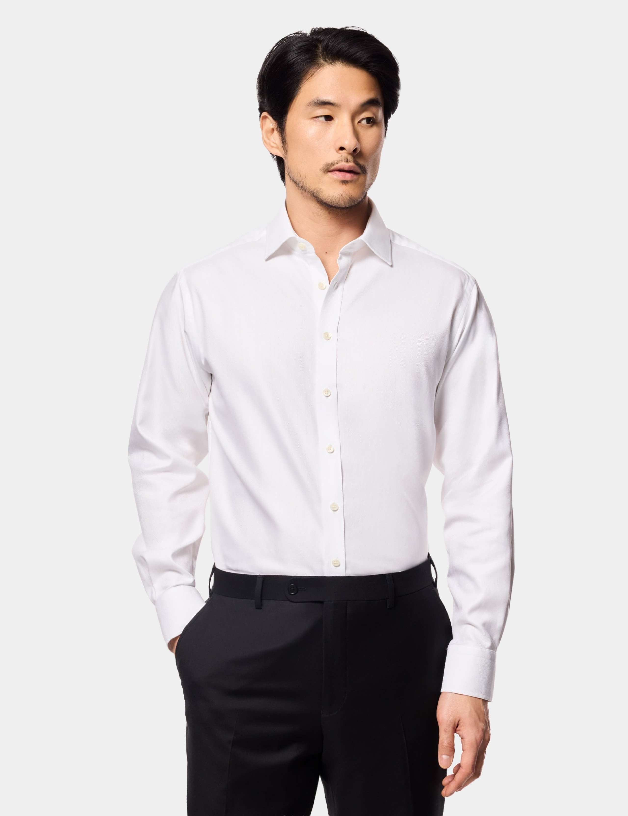 Regular Fit Pure Cotton Herringbone Shirt