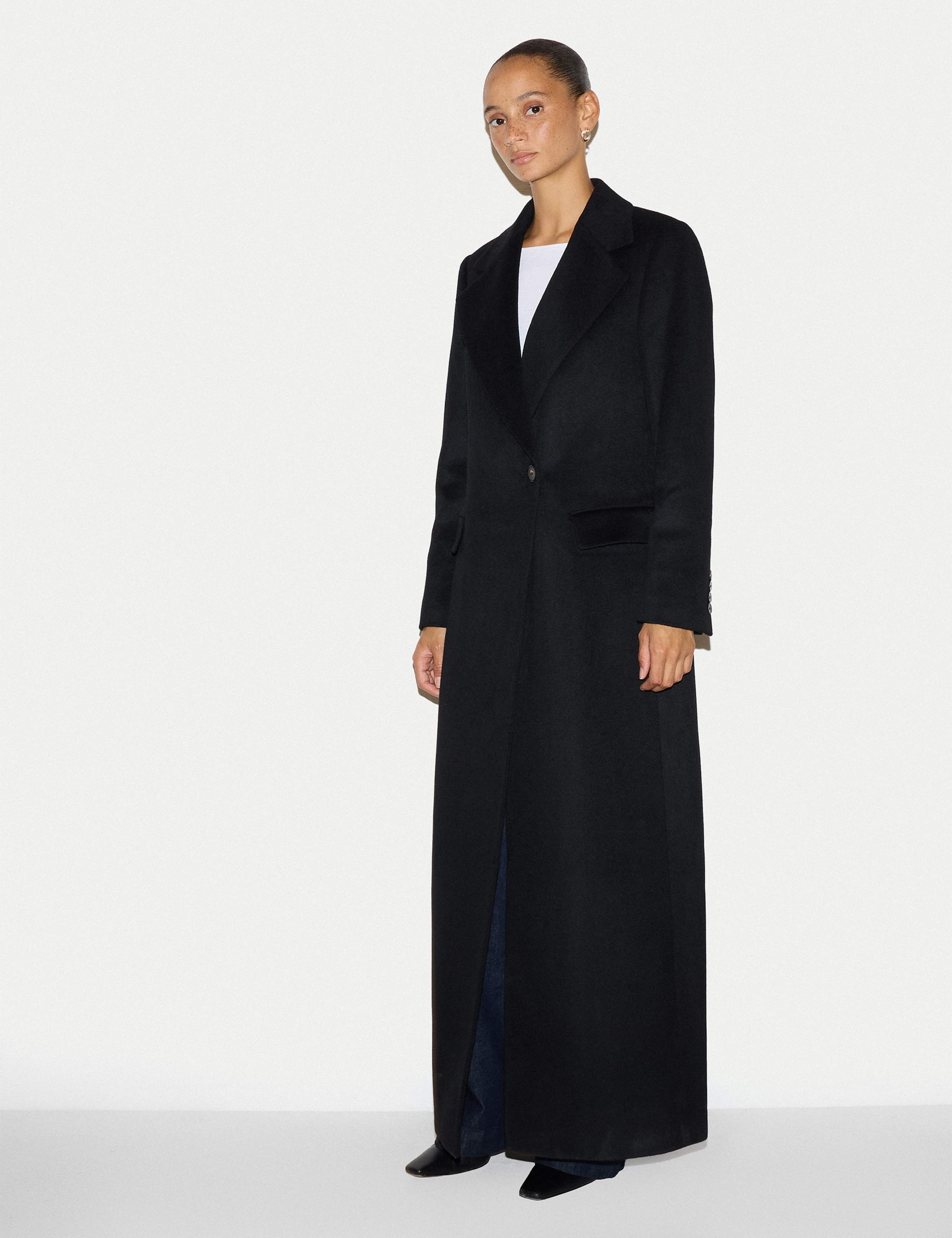 Pure Wool Single Breasted Longline Coat