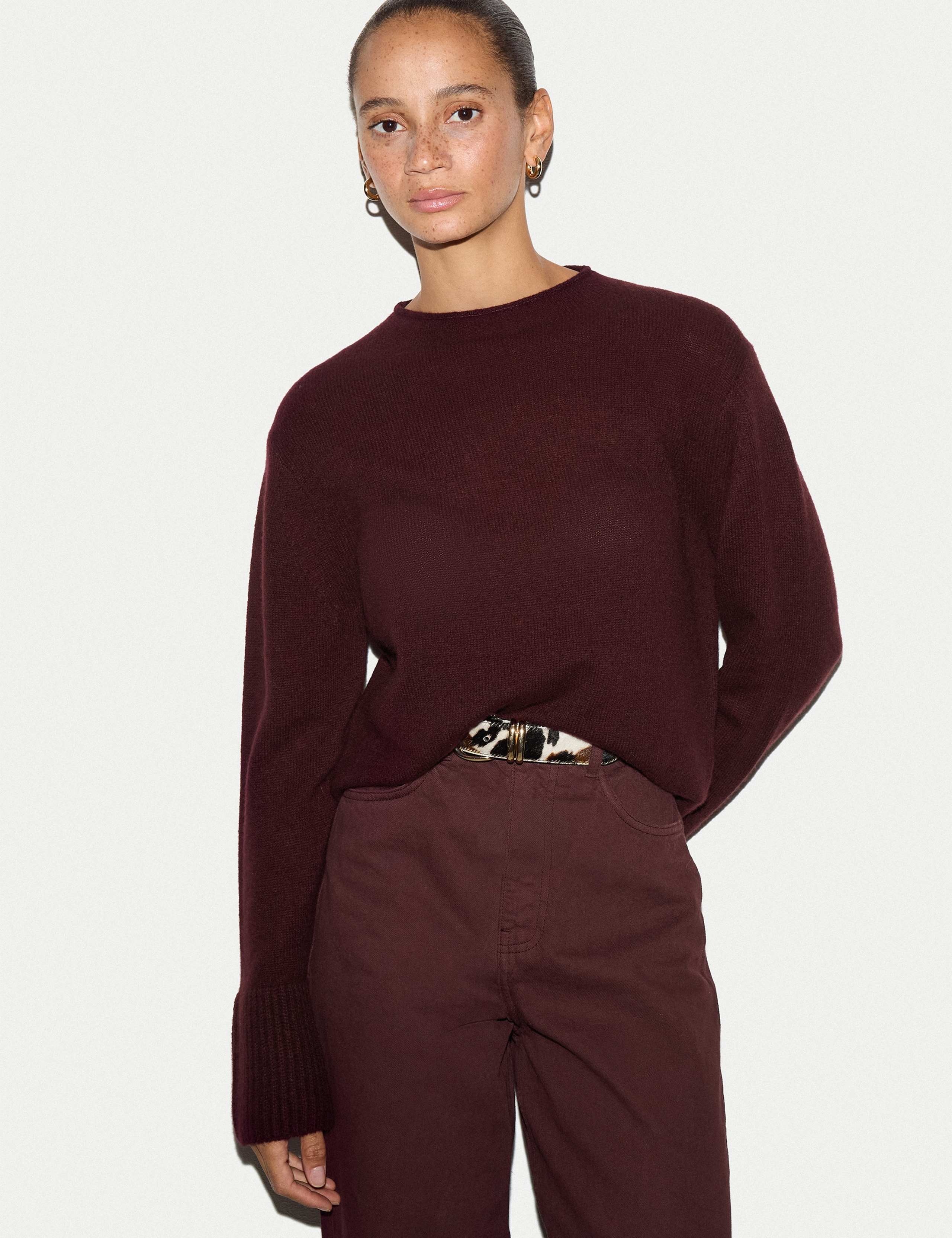 Pure Cashmere Striped Round Neck Jumper