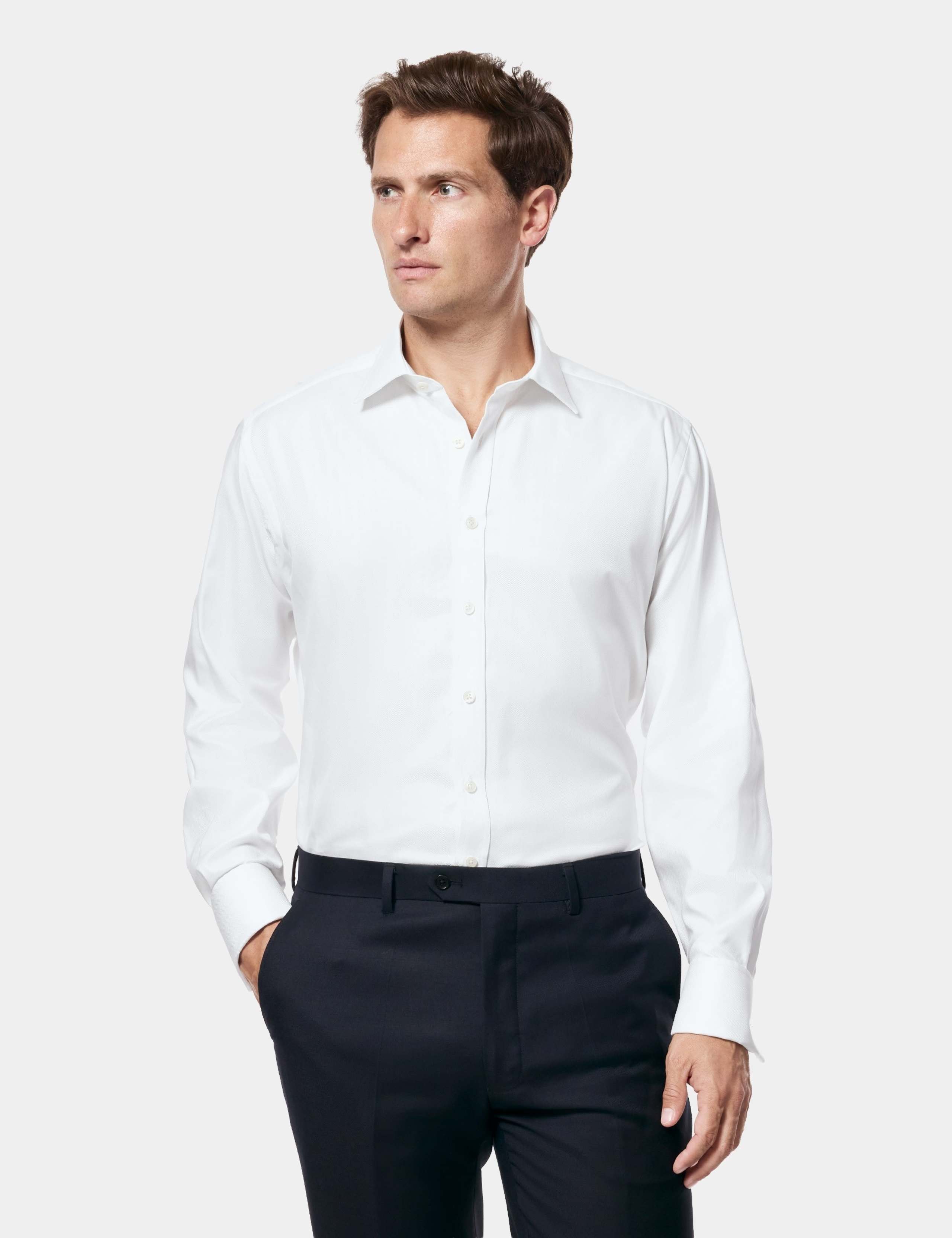Regular Fit Pure Cotton Herringbone Shirt