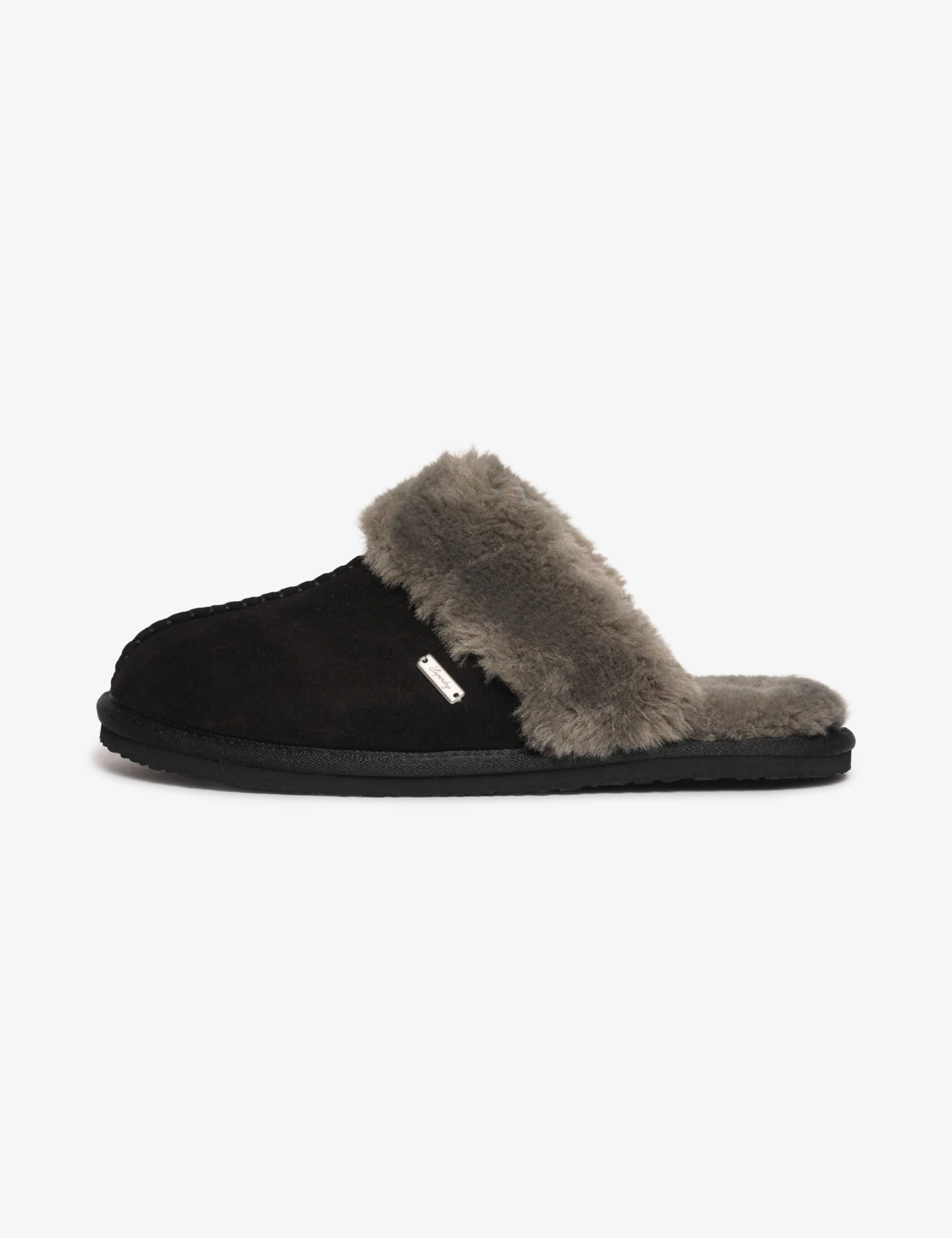 Sheepskin Faux Fur Lined Mule Slippers