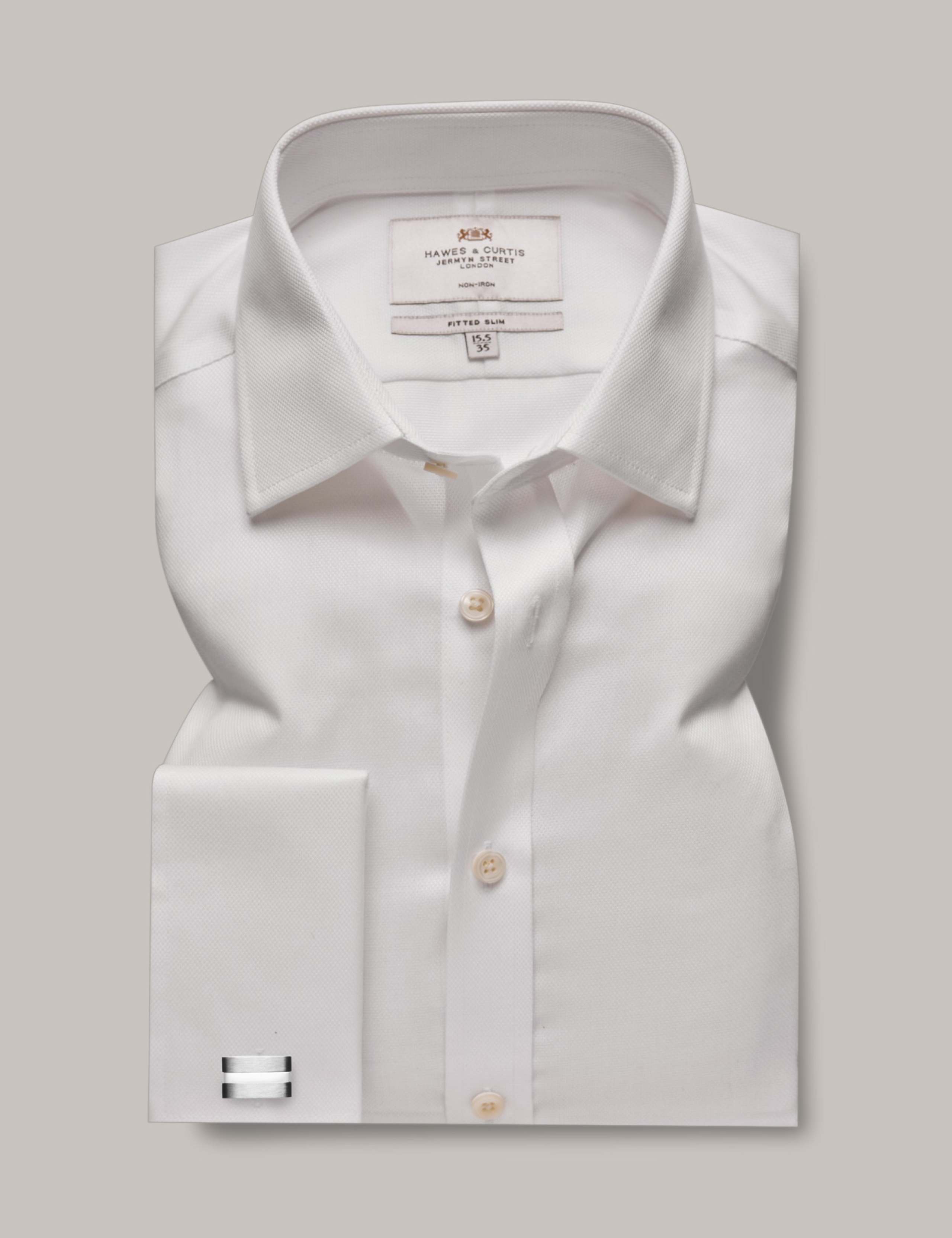 Slim Fit Non-Iron Pure Cotton Piqué Shirt