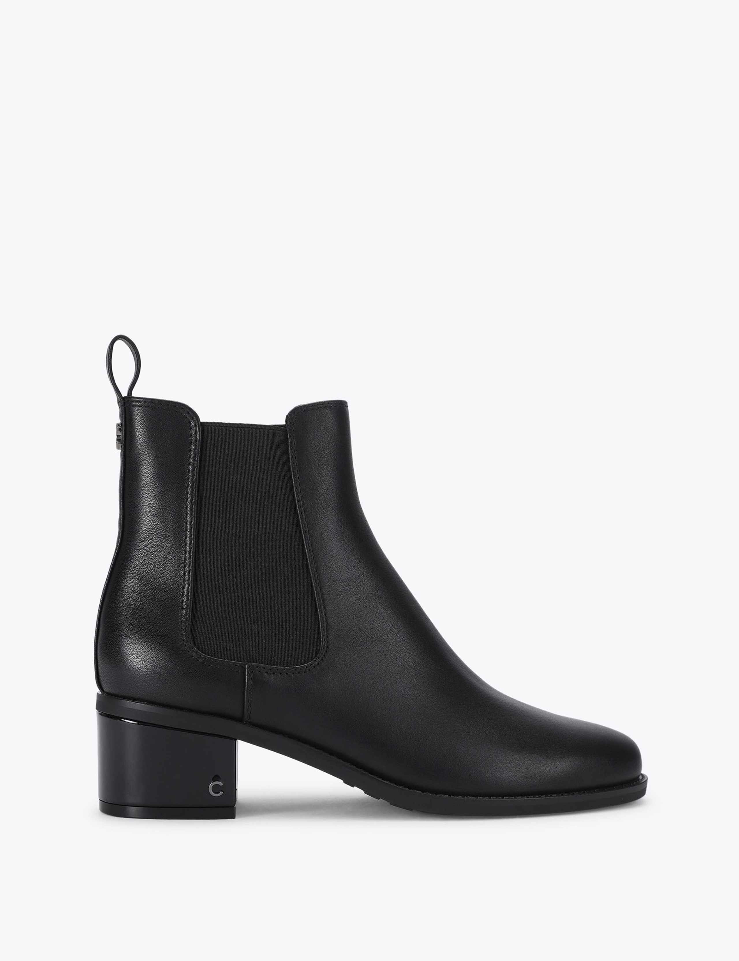 Leather Block Heel Ankle Boots