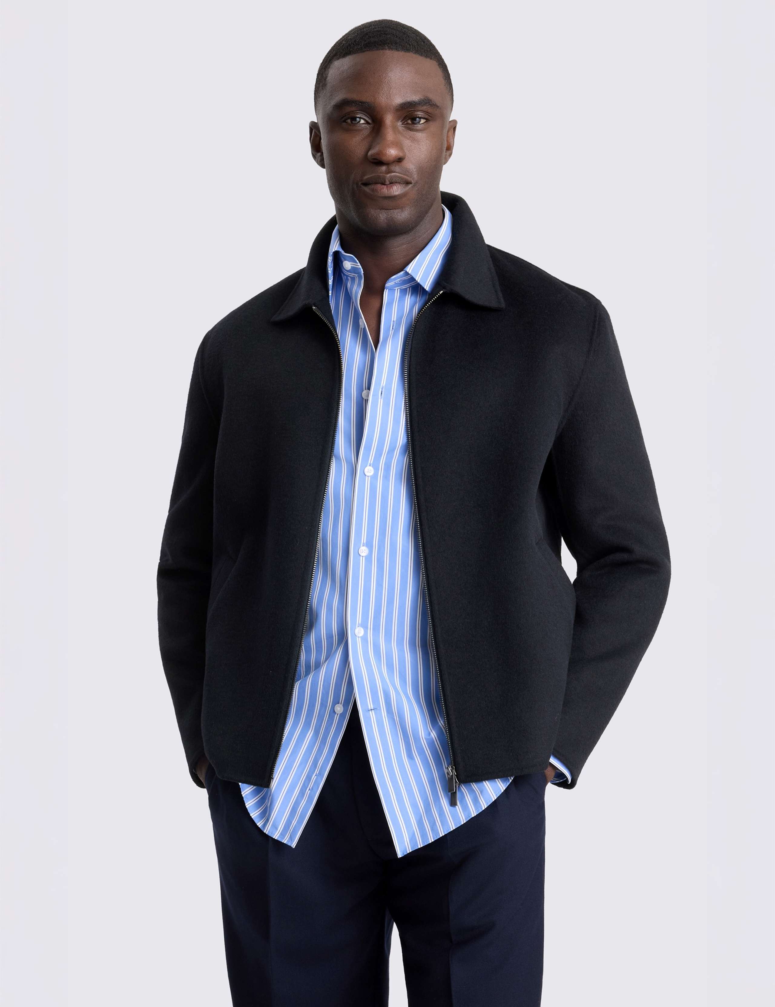 Wool Blend Harrington Jacket