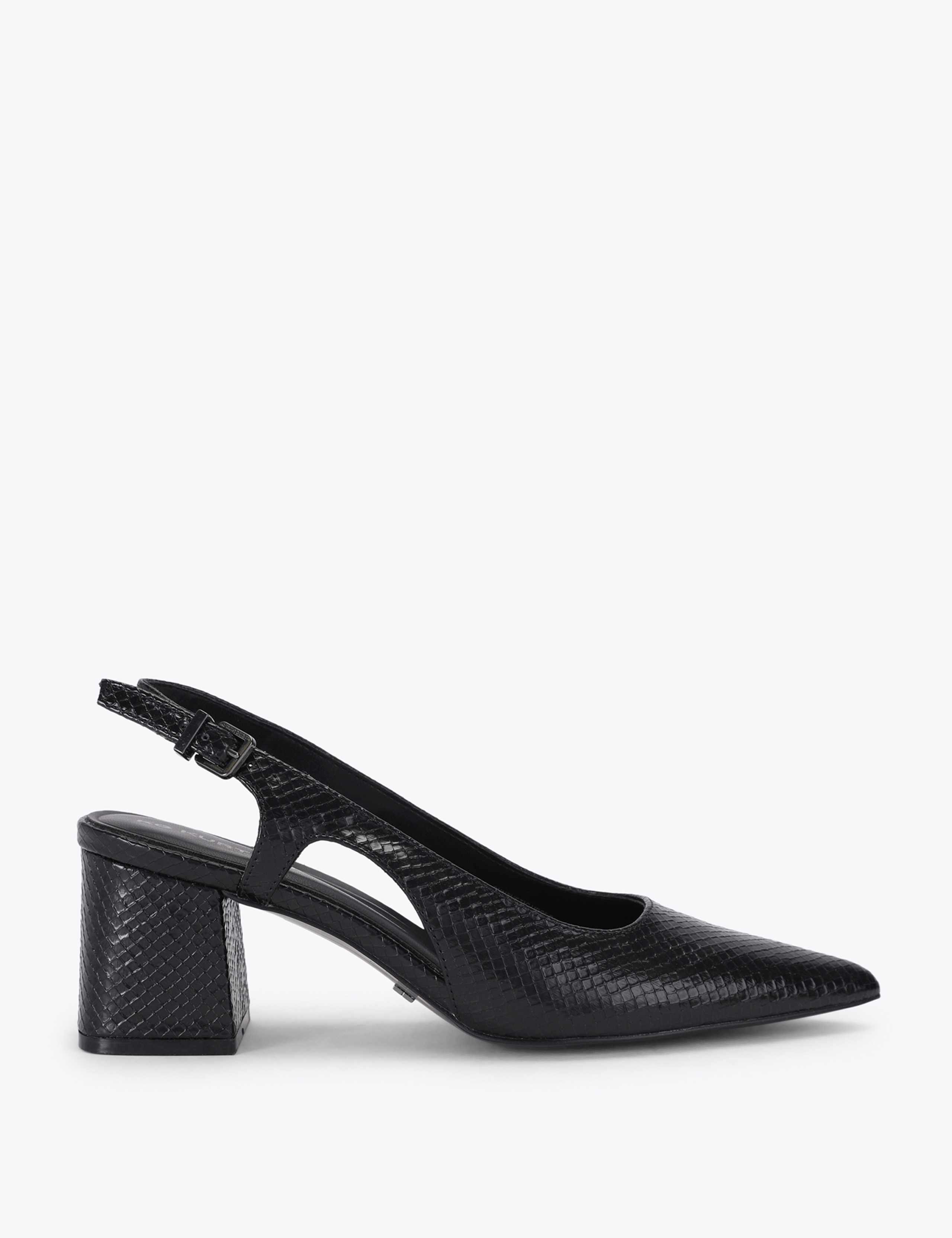 Ankle Strap Block Heel Pointed Court Shoes