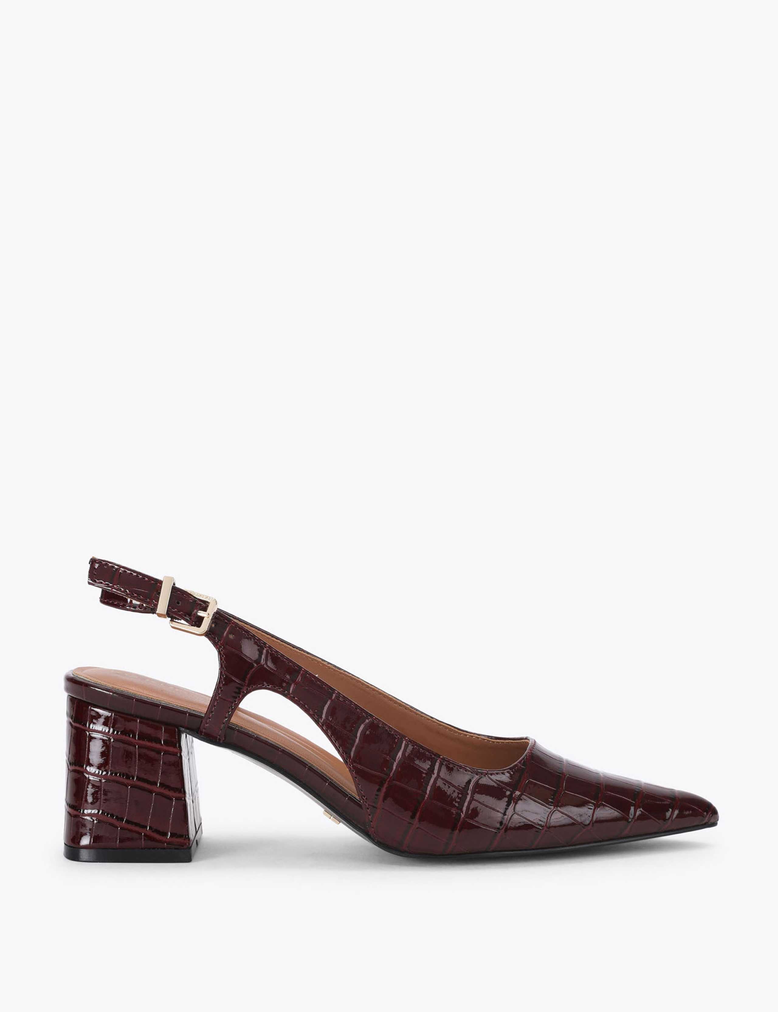 Ankle Strap Block Heel Pointed Court Shoes