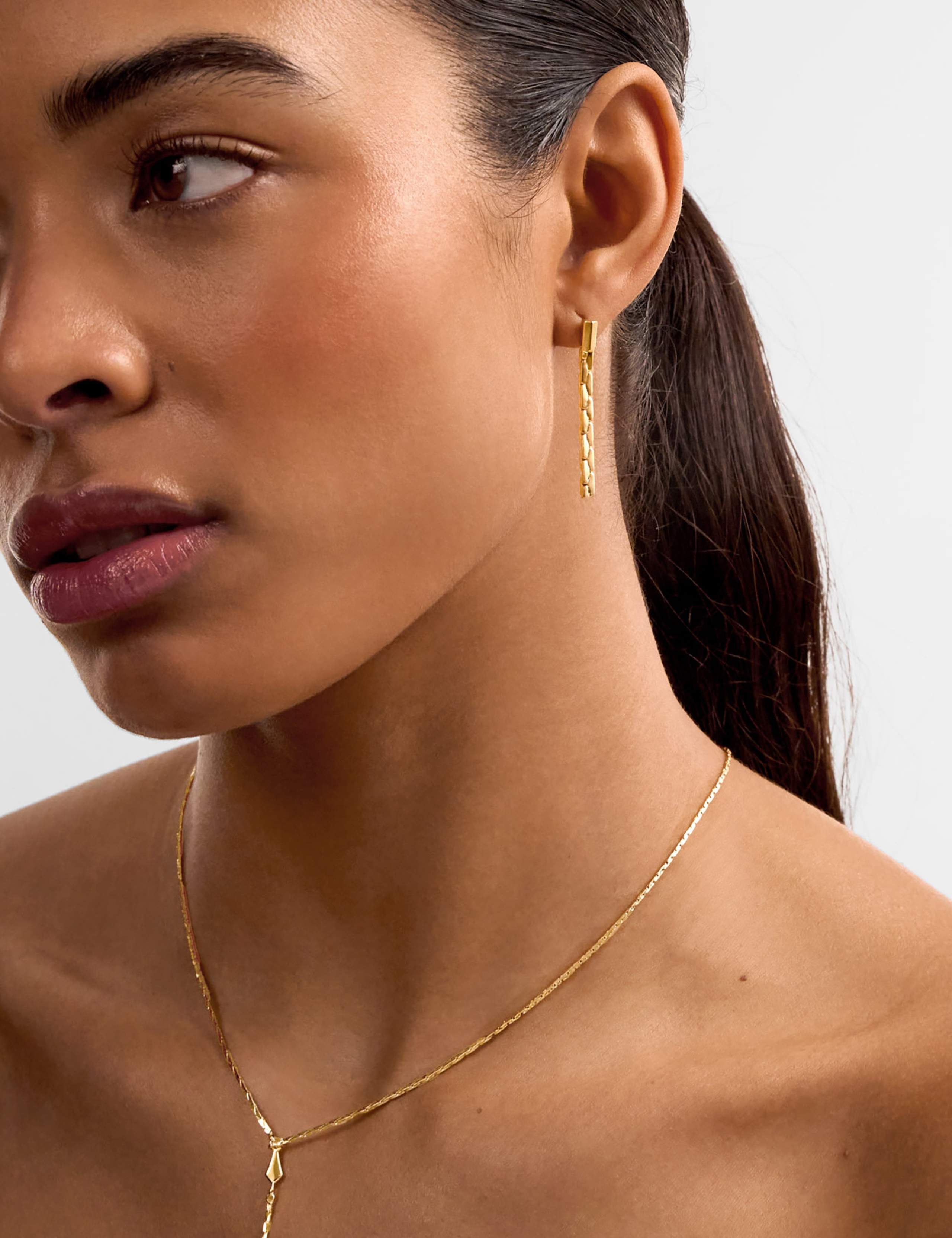 Gold Plated Chain Drop Earrings