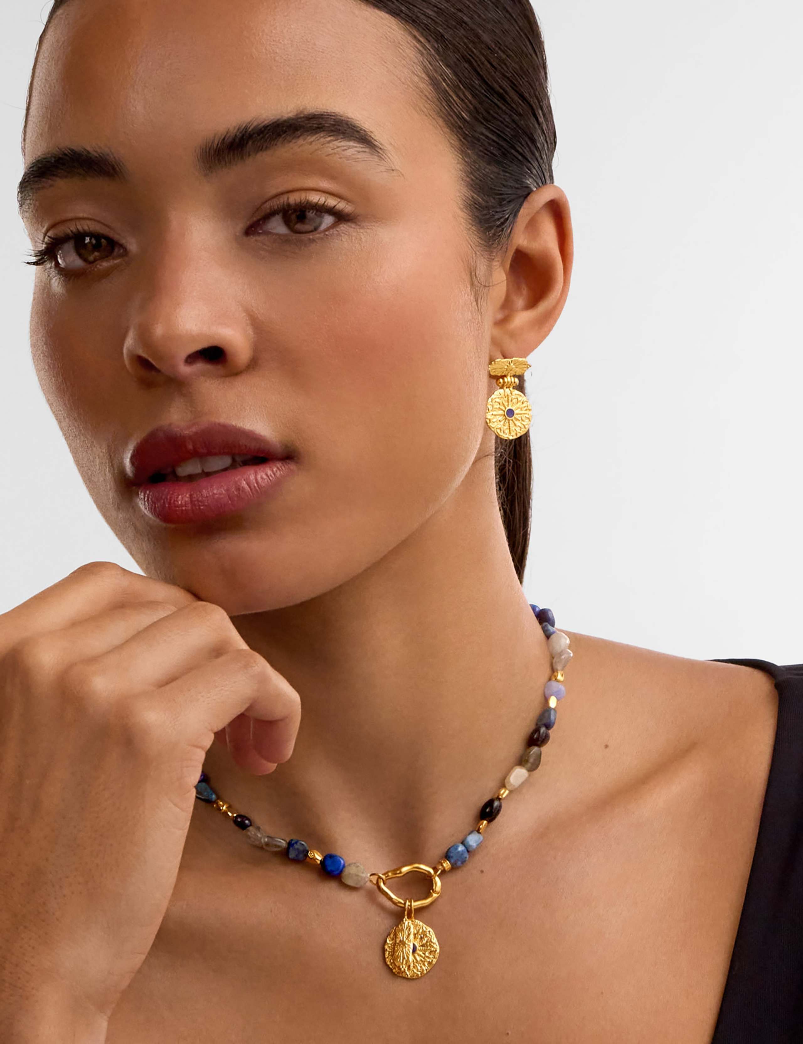 Gold Plated Semi-Precious Statement Earrings