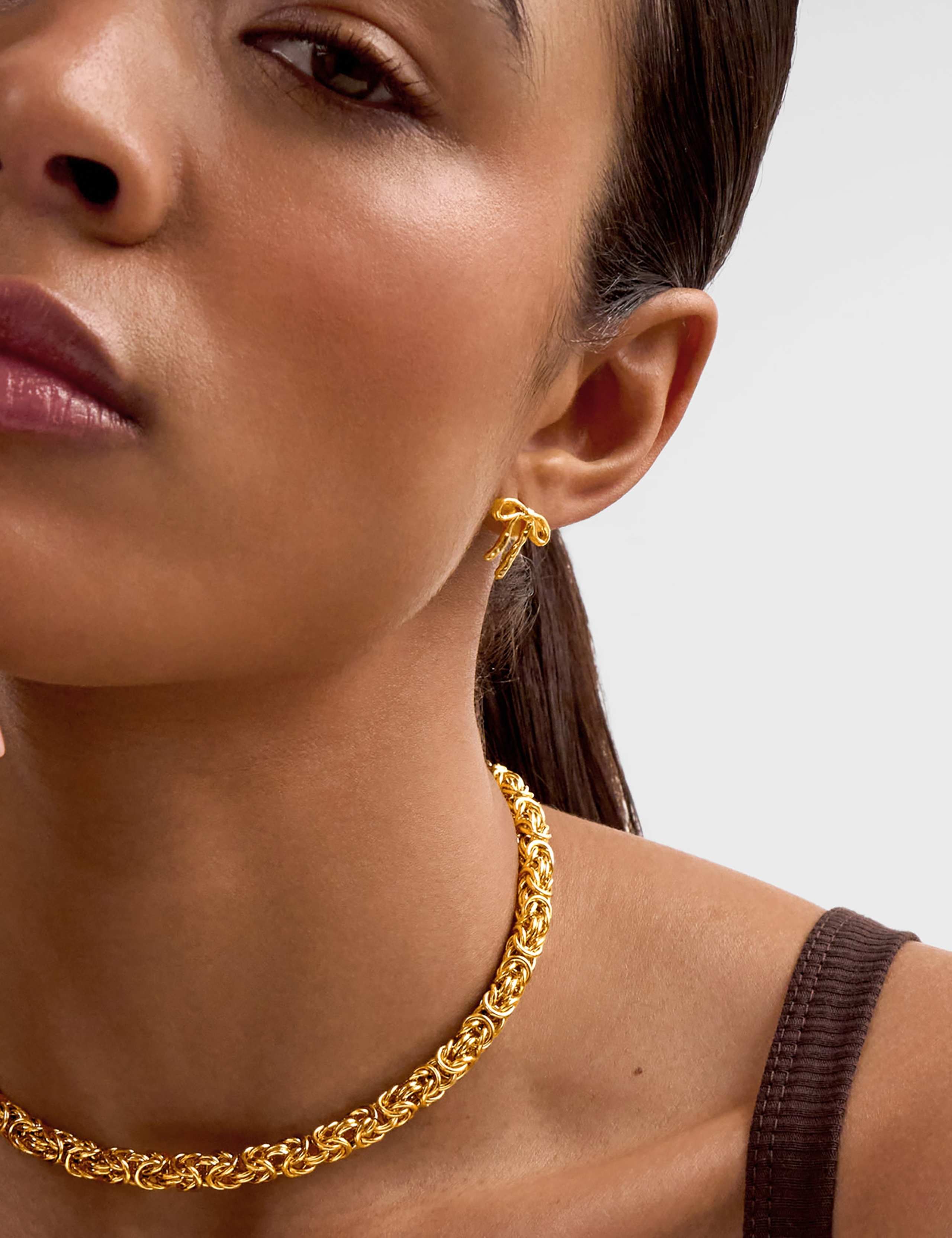 Gold Plated Bow Stud Earrings