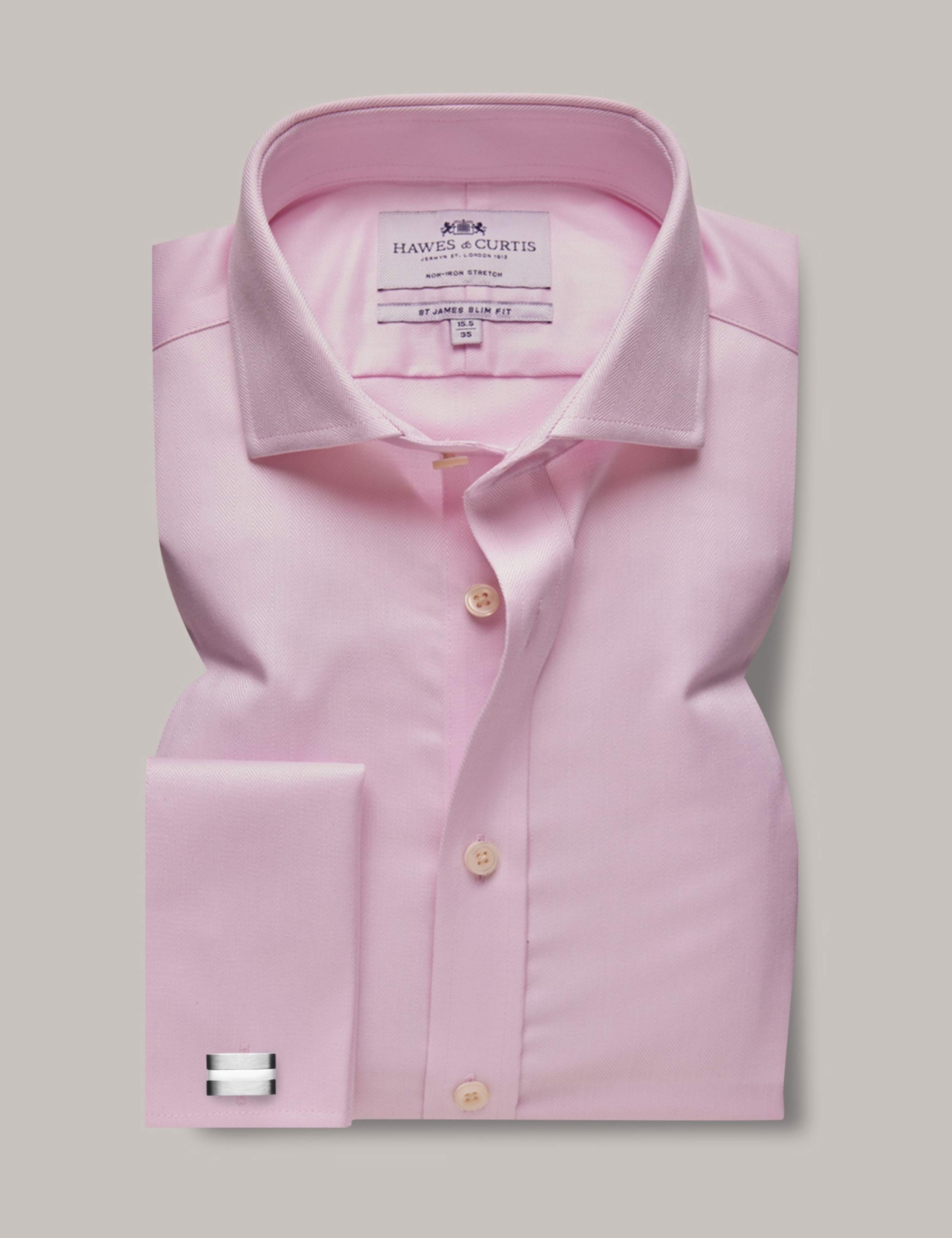 Regular Fit Non-Iron Pure Cotton Herringbone Shirt