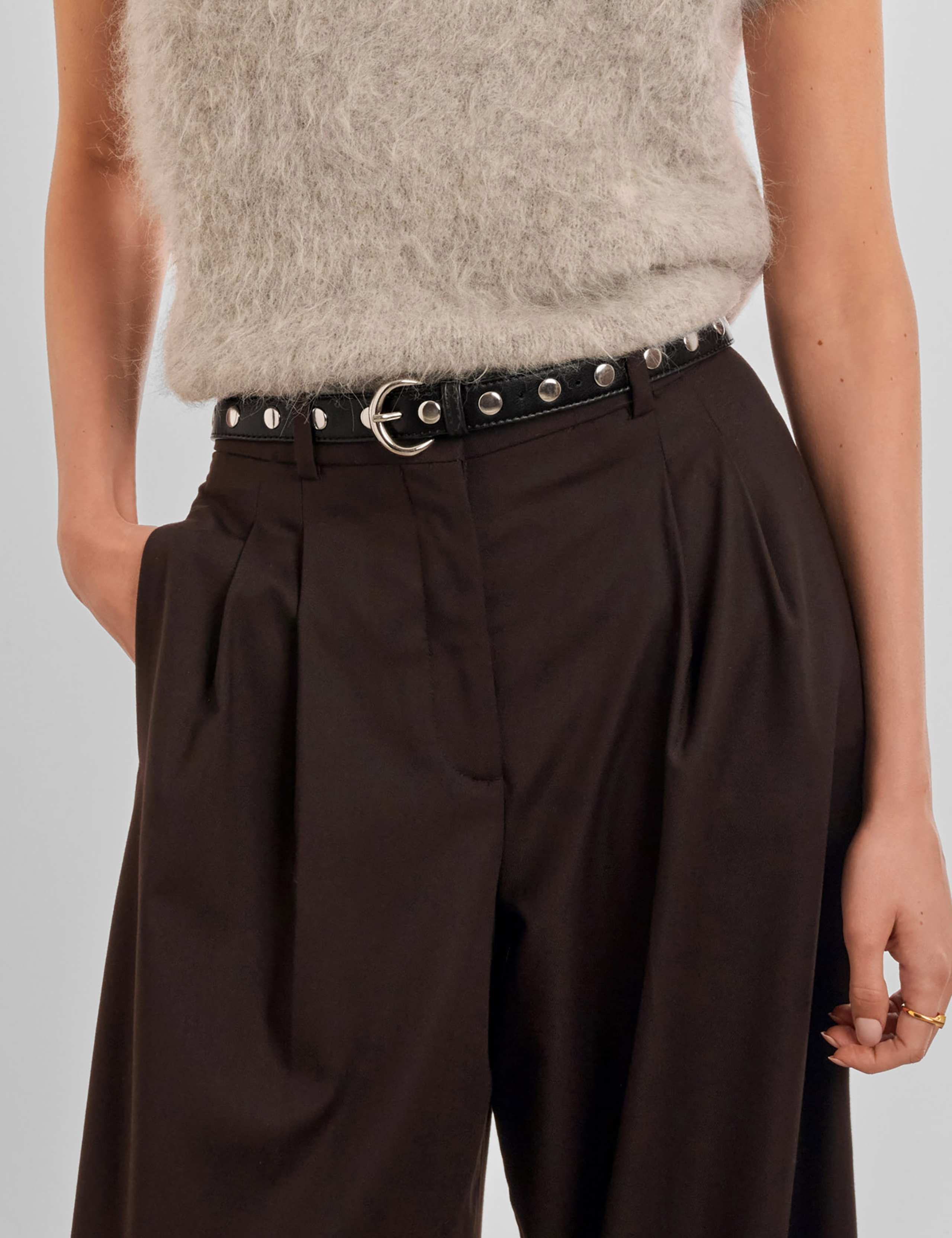 Faux Leather Studded Jeans Belt