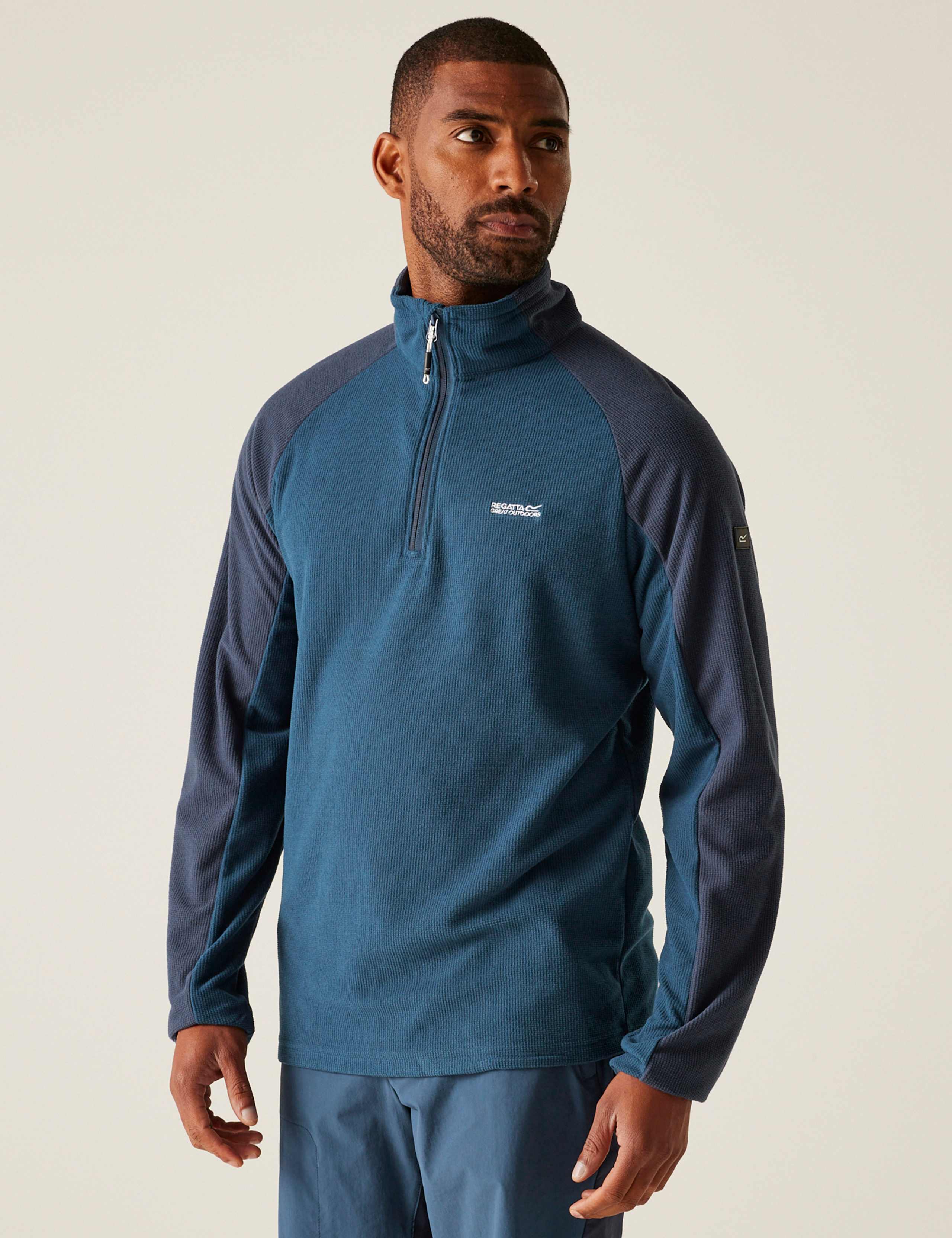Colour Block Funnel Neck Half Zip Jumper