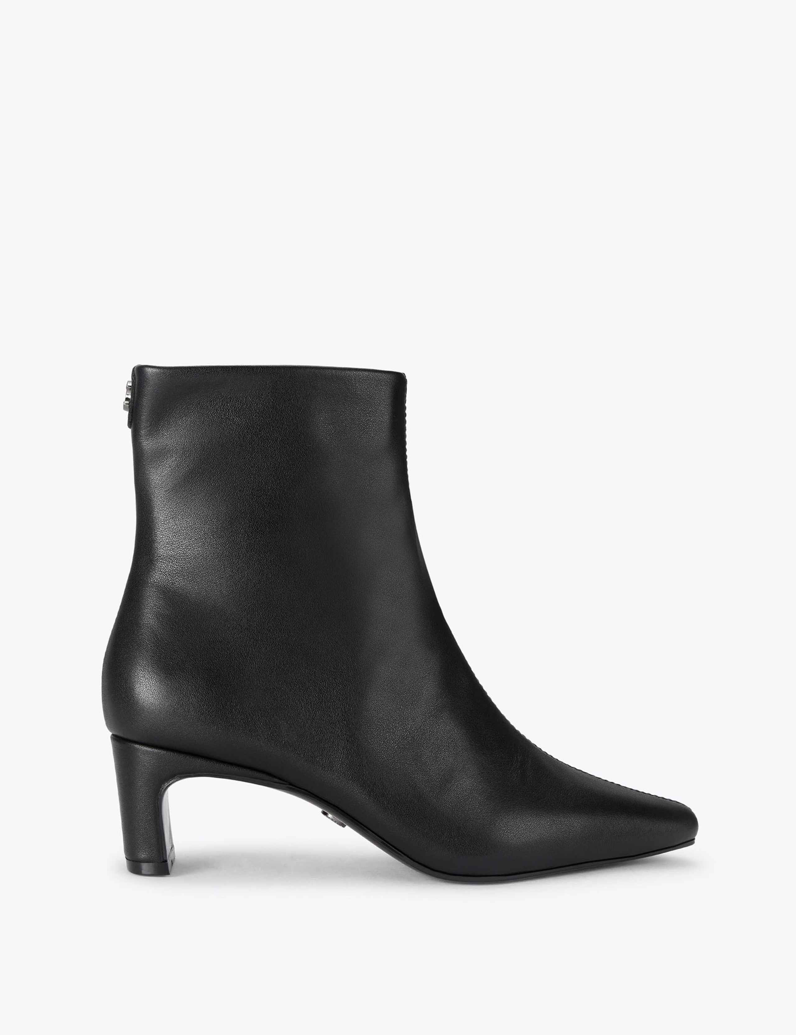 Leather Block Heel Ankle Boots