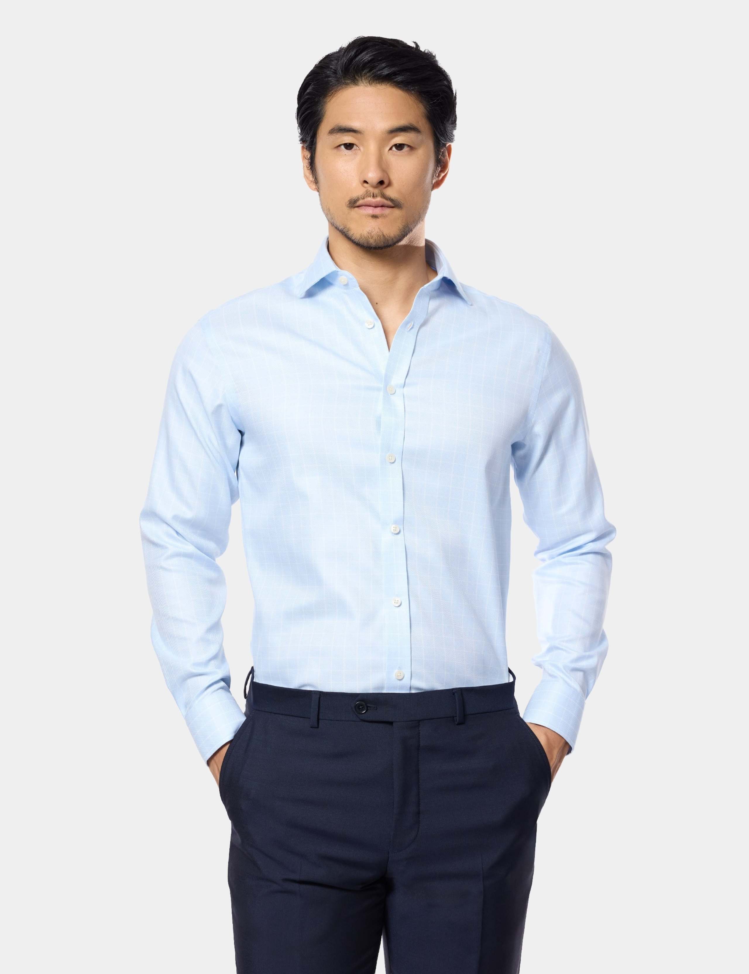 Slim Fit Non-Iron Pure Cotton Checked Shirt