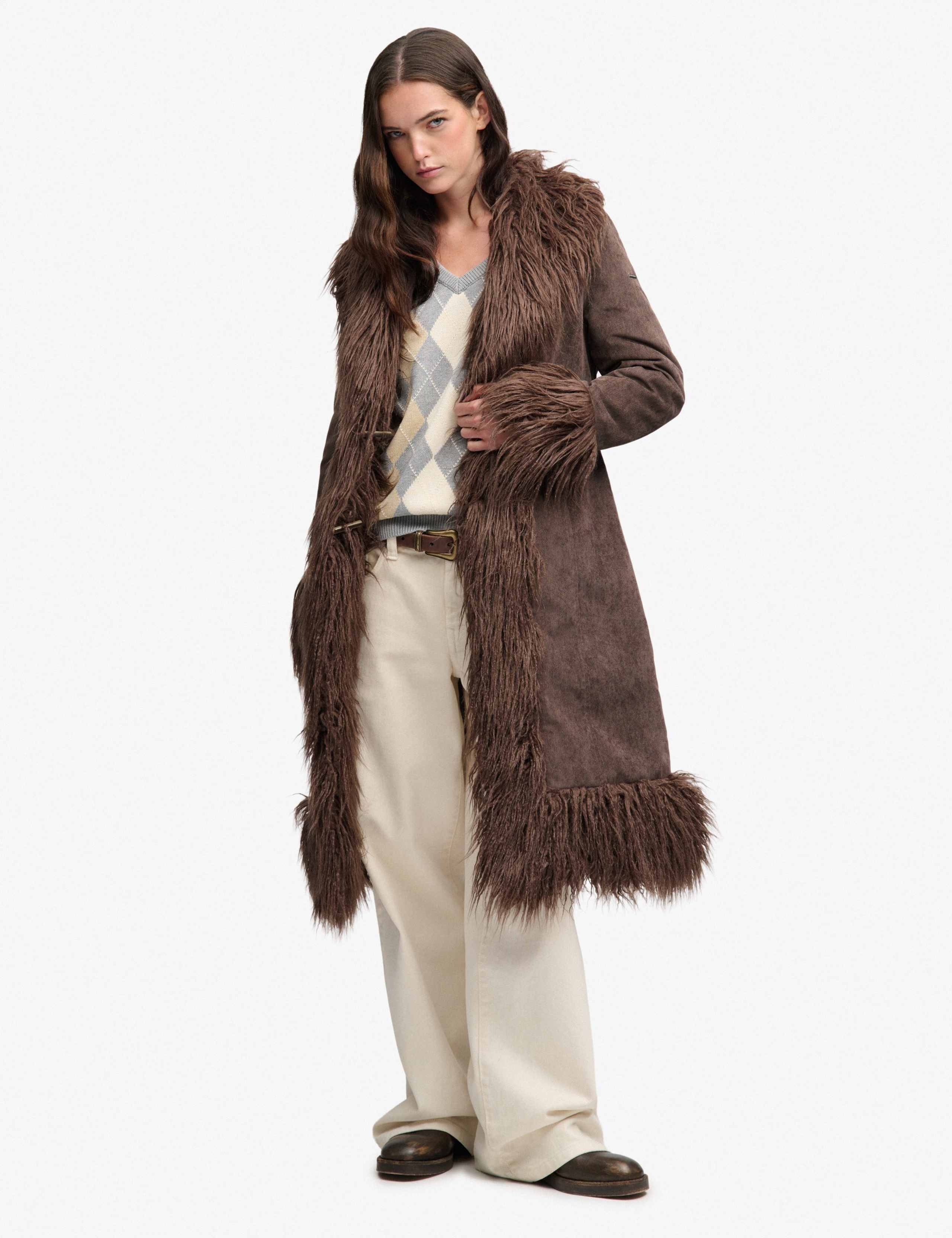 Cord Longline Afghan Coat