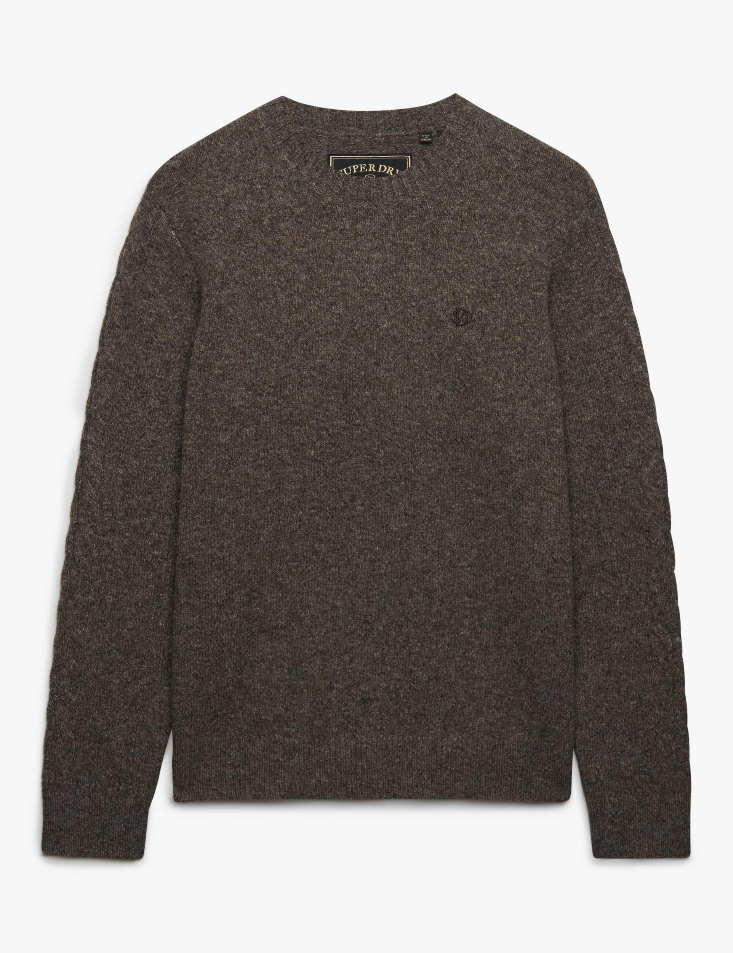 Cotton Blend Cable Crew Neck Jumper