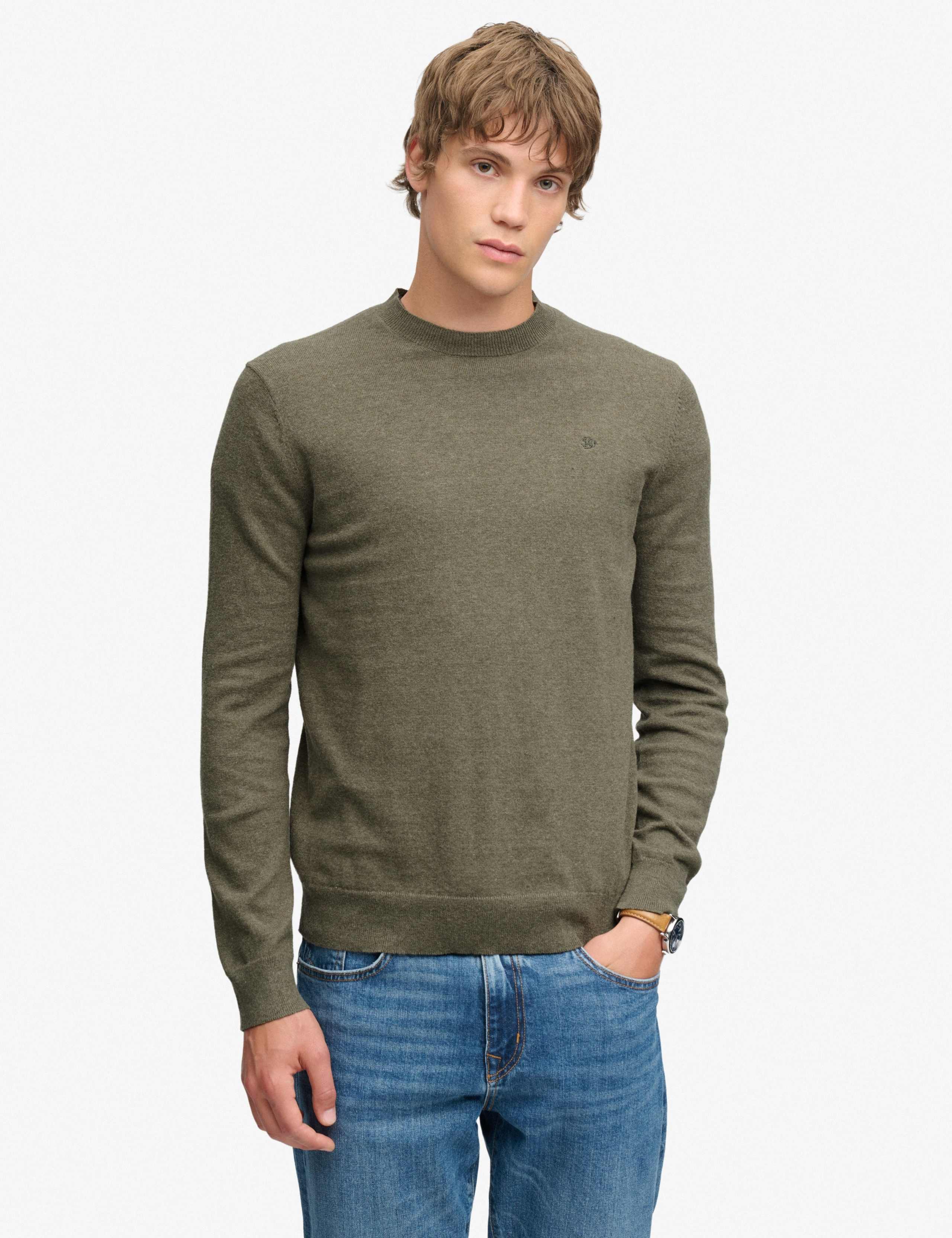 Cotton Rich Crew Neck Jumper with Wool